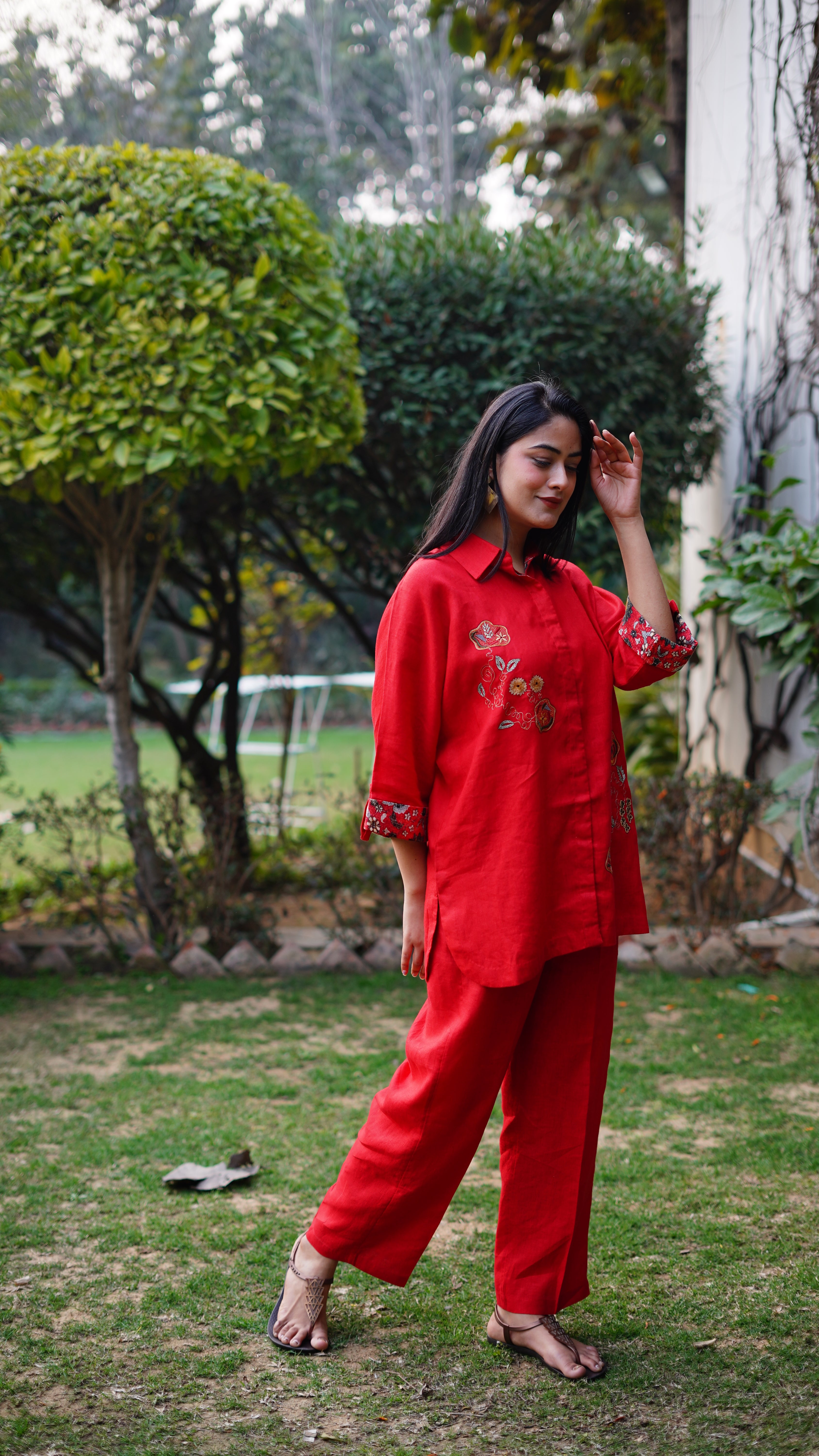 Red Embroidered Shirt