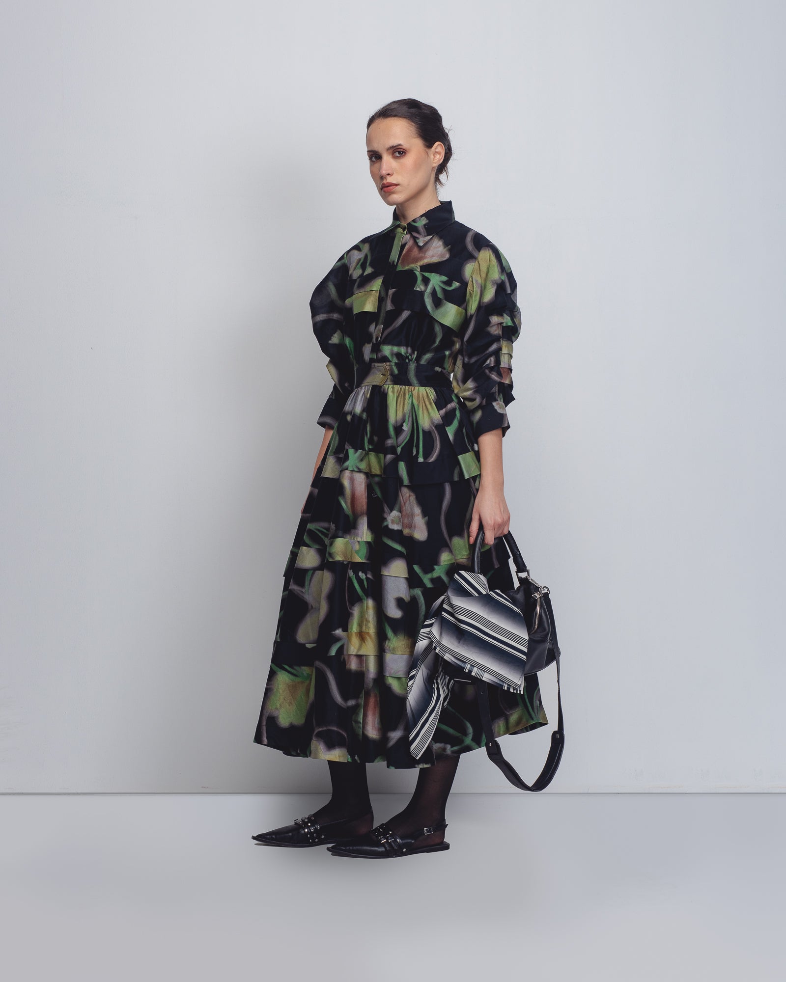 Paron Print Pleated Dress