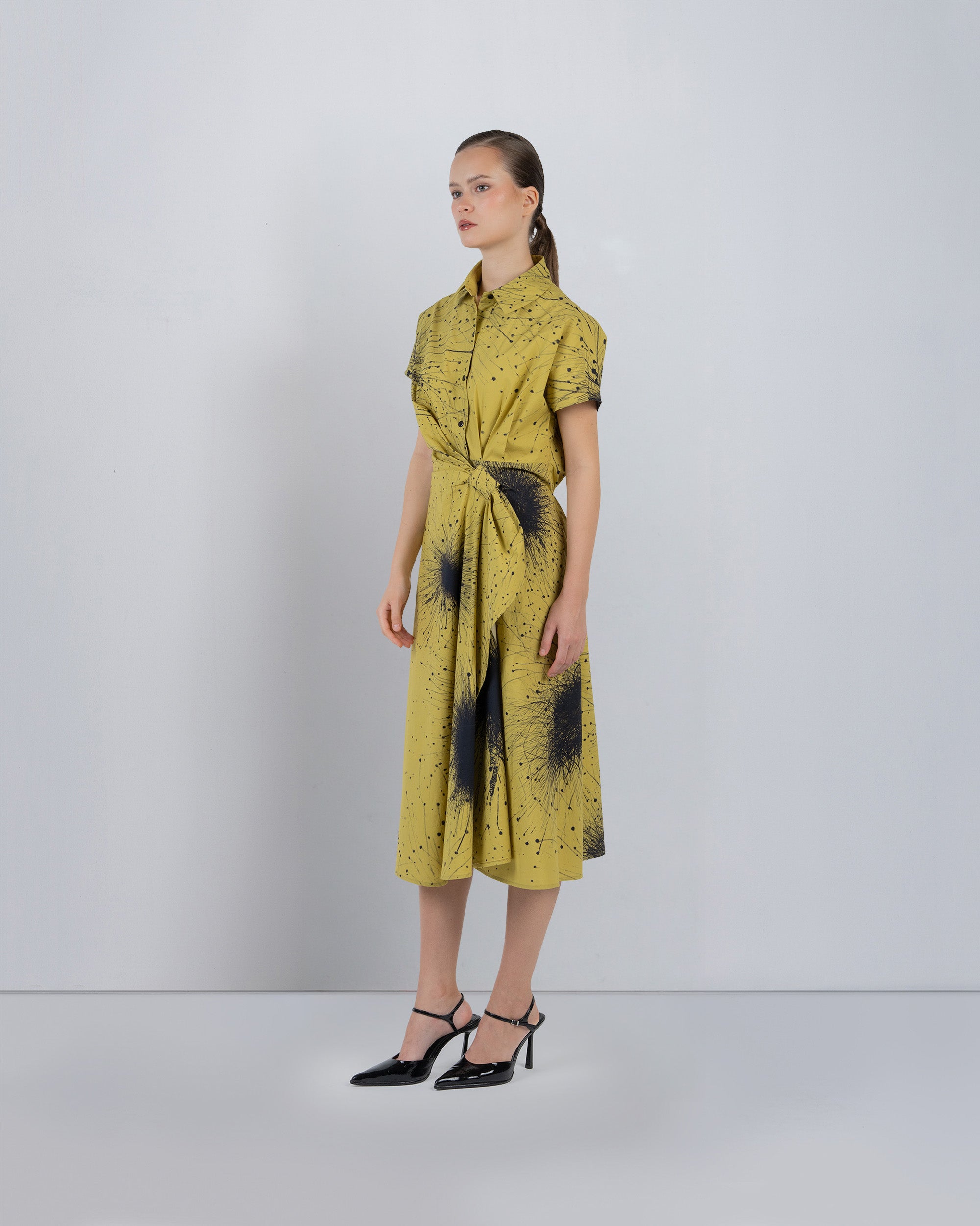 Wrap Dress In Splatter Print
