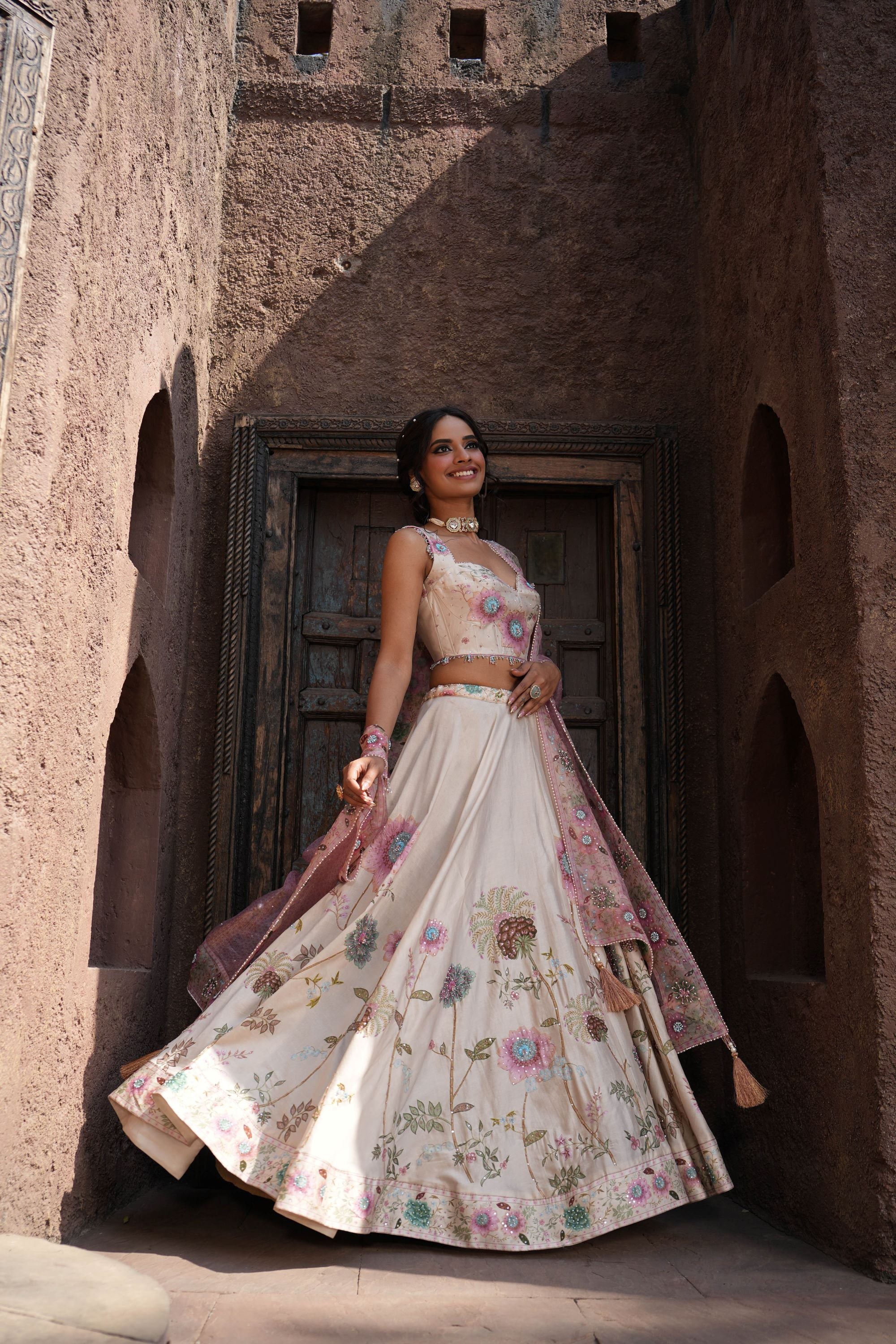 Ivory Mughal Lehenga