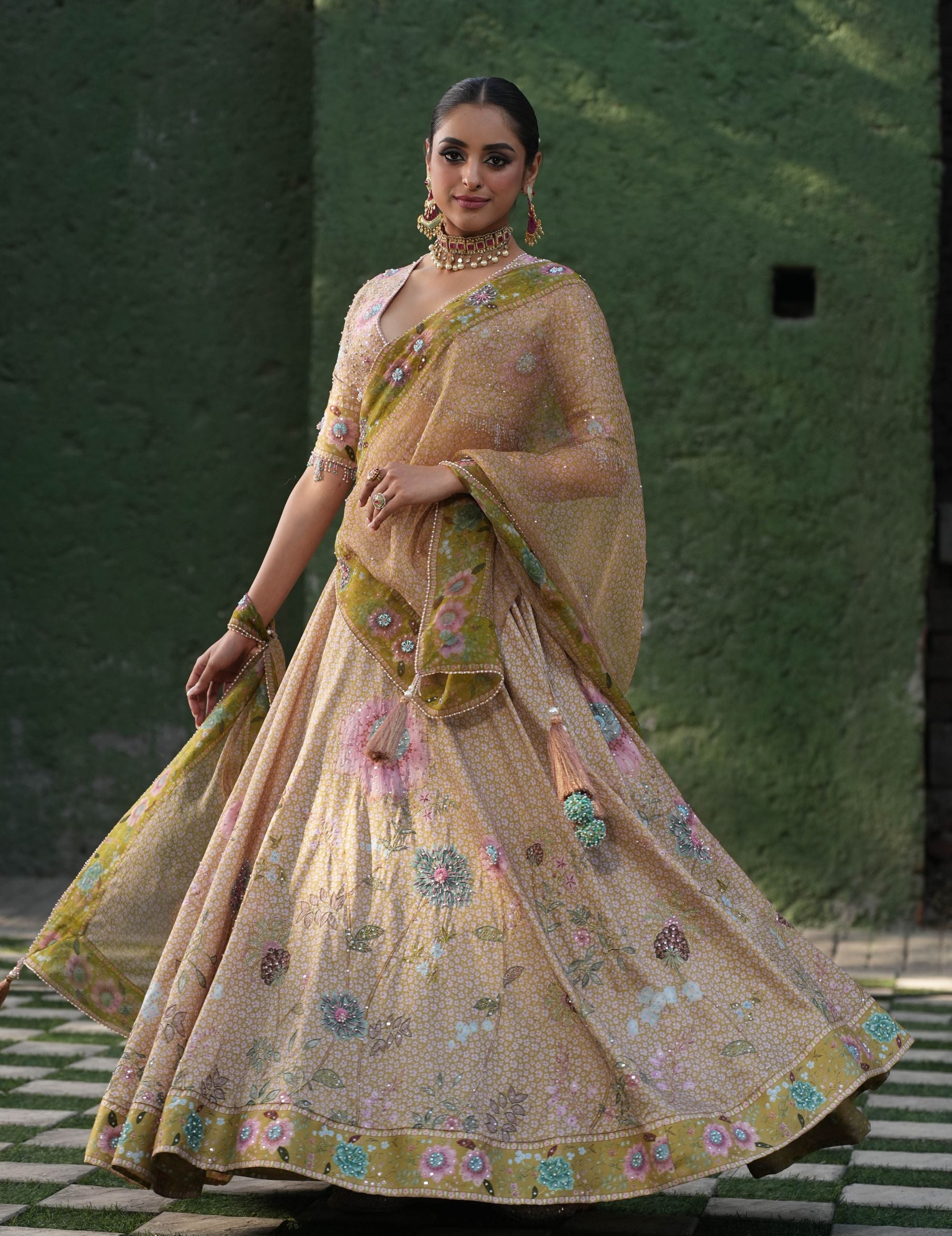 Yellow Mughal Lehenga