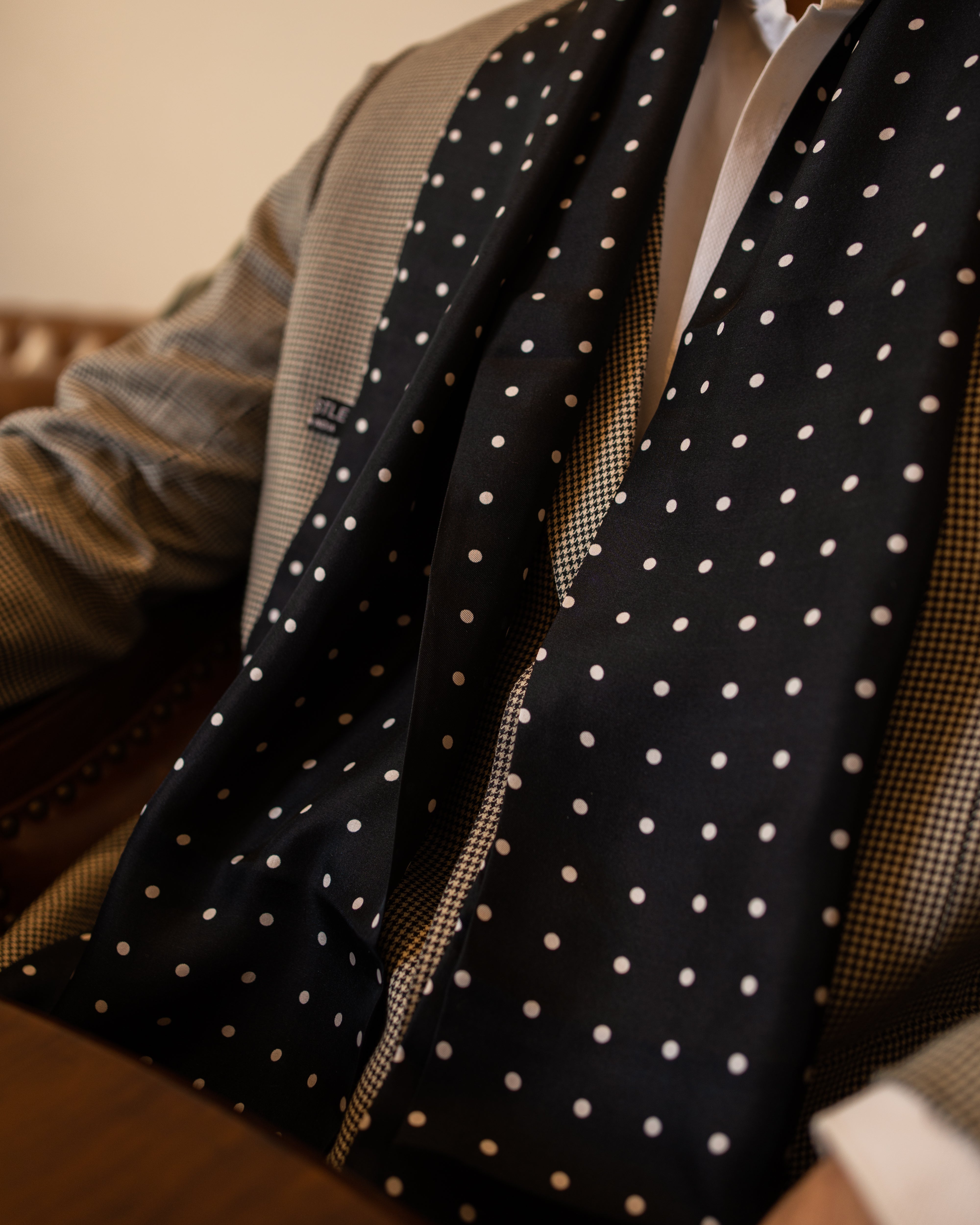 Black Polka Dot Silk Scarf