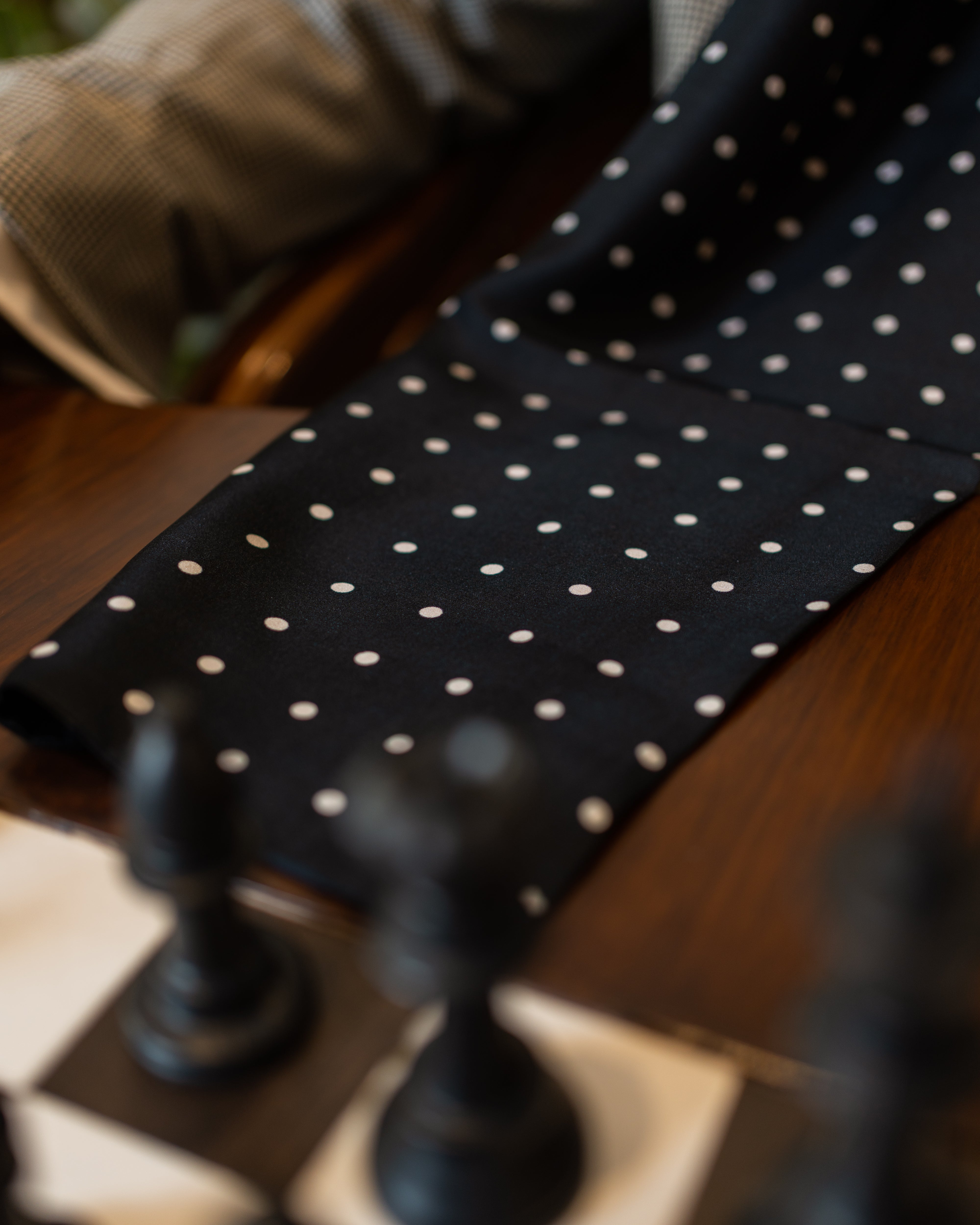 Black Polka Dot Silk Scarf