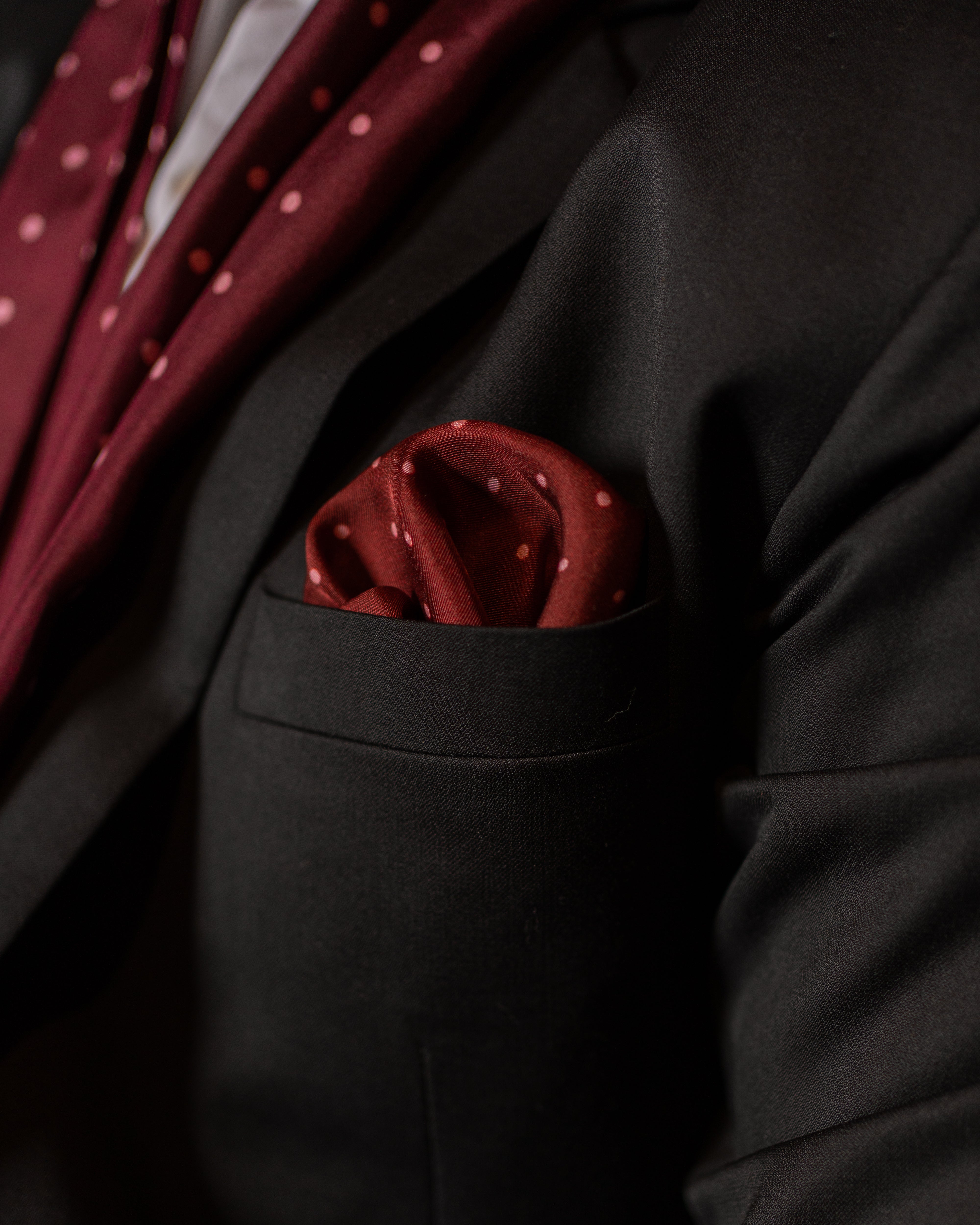 Cherry Polka Dot Pocket Square