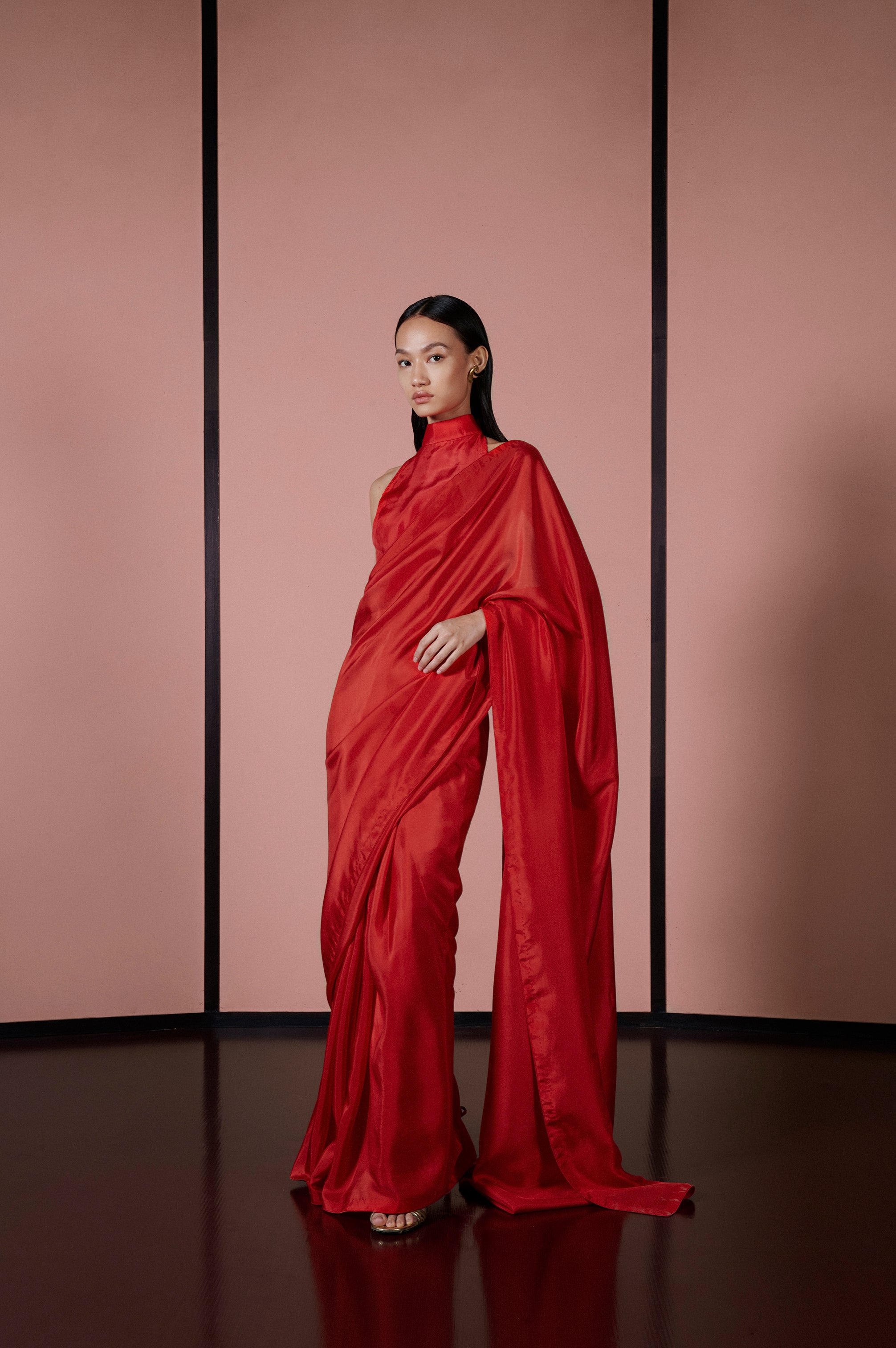 Handwoven Ruby Red Silk Sari