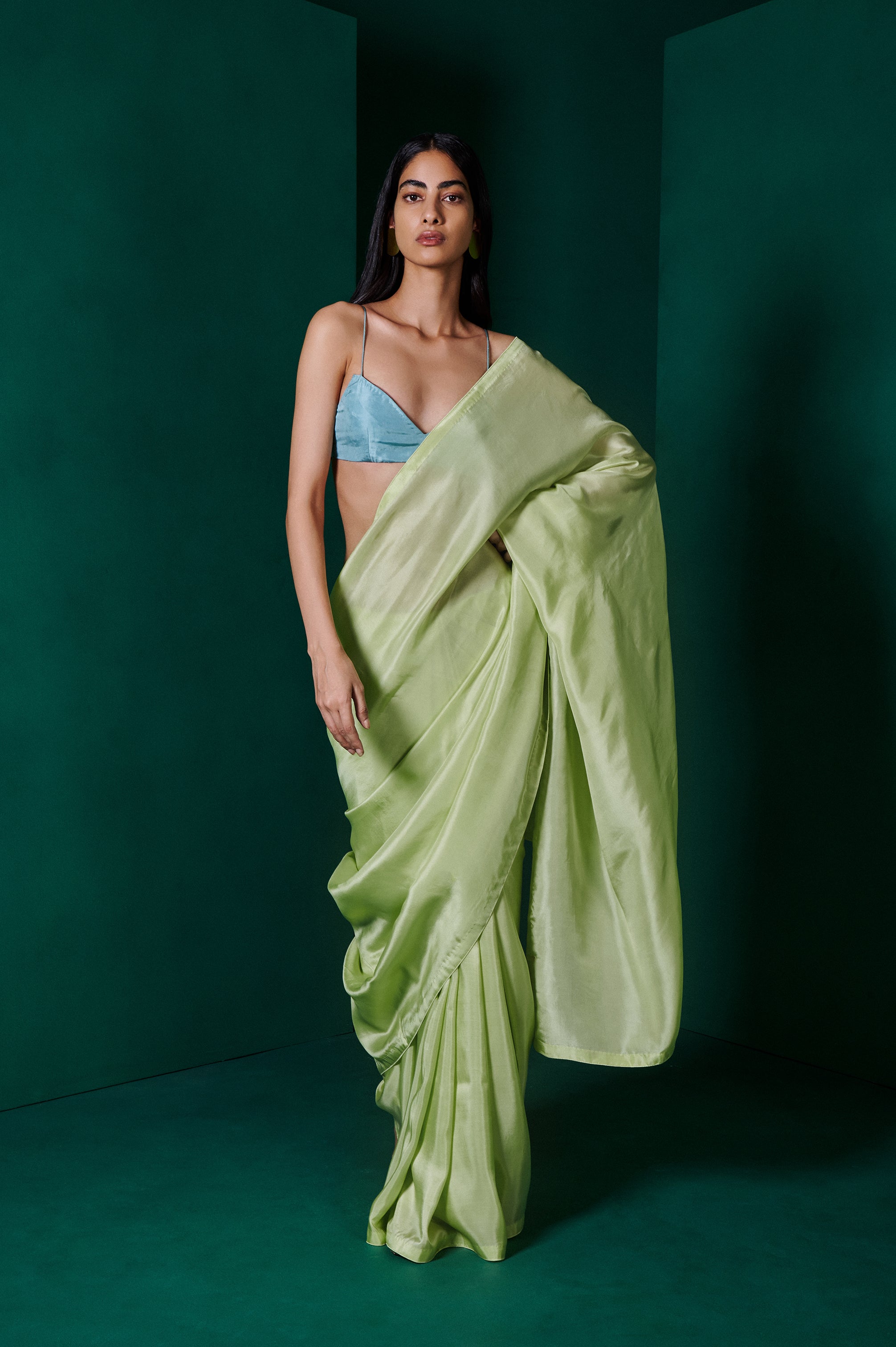 Handwoven Sage Green Silk Sari