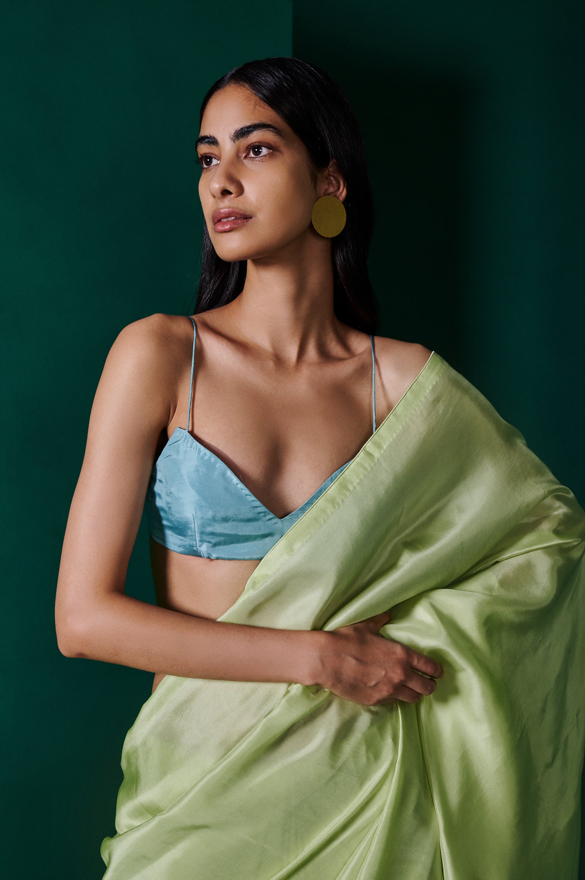 Handwoven Sage Green Silk Sari