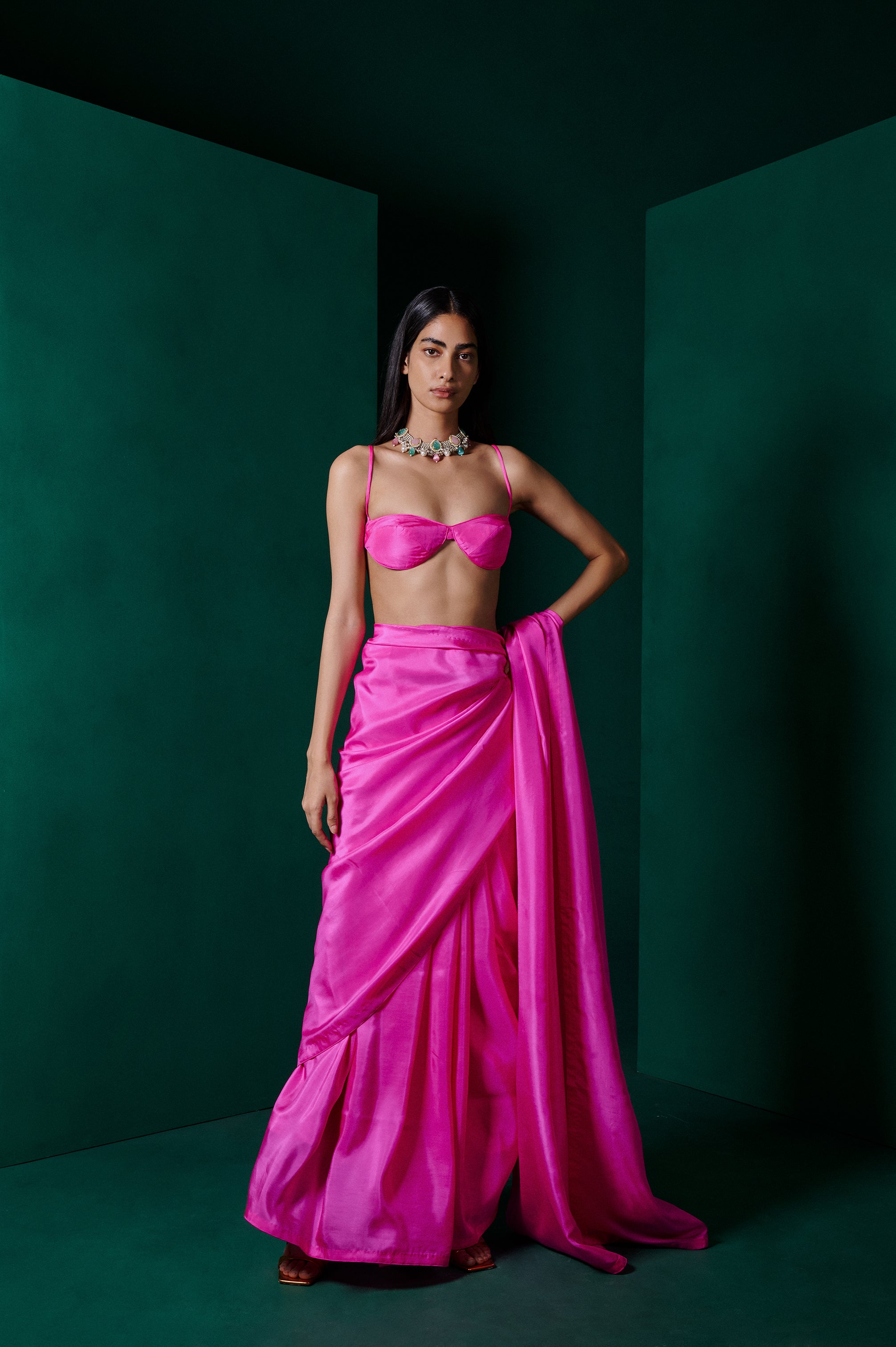 Handwoven Fuschia Pink Silk Sari