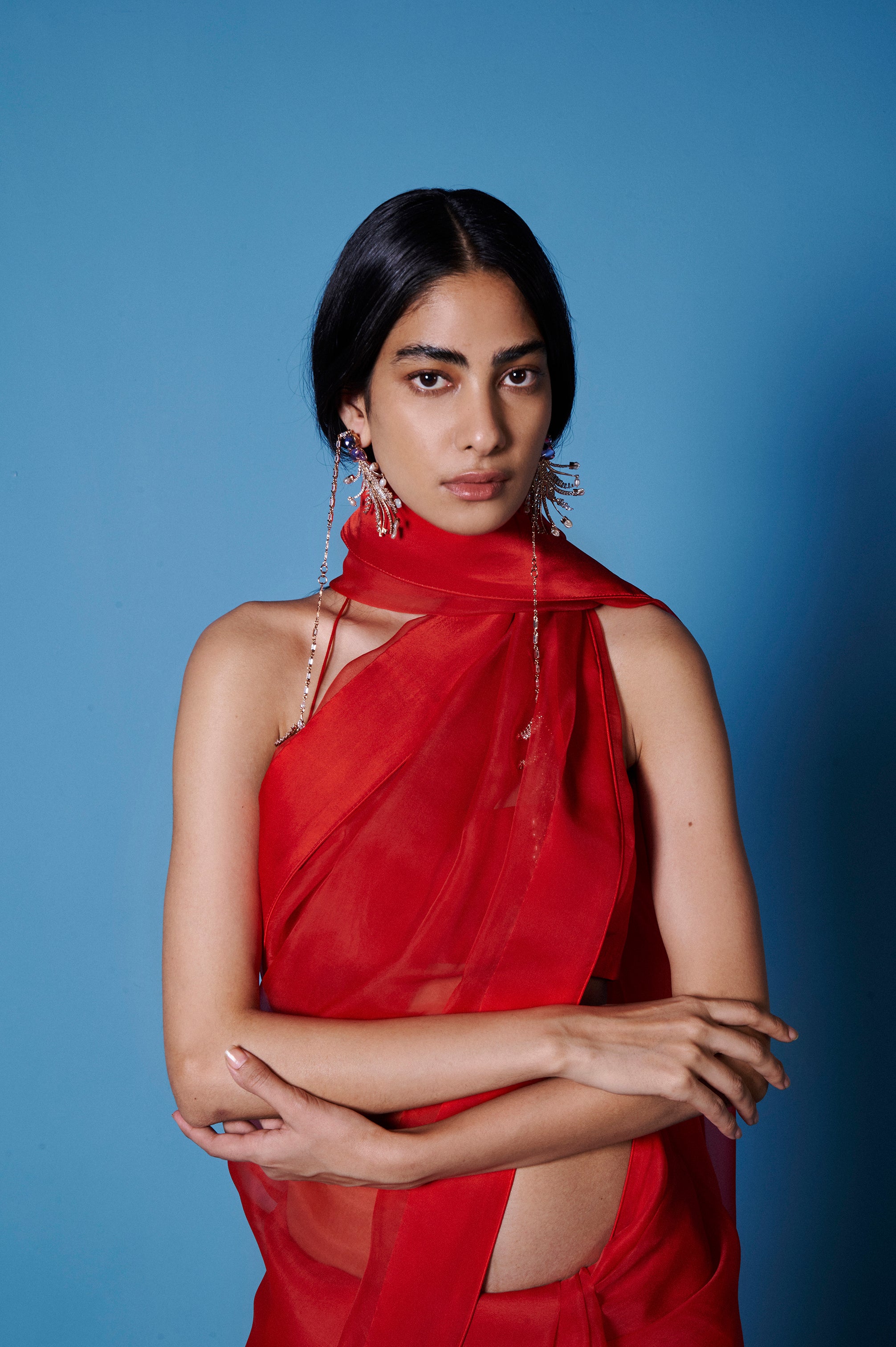 Handwoven Ruby Red Organza Sari