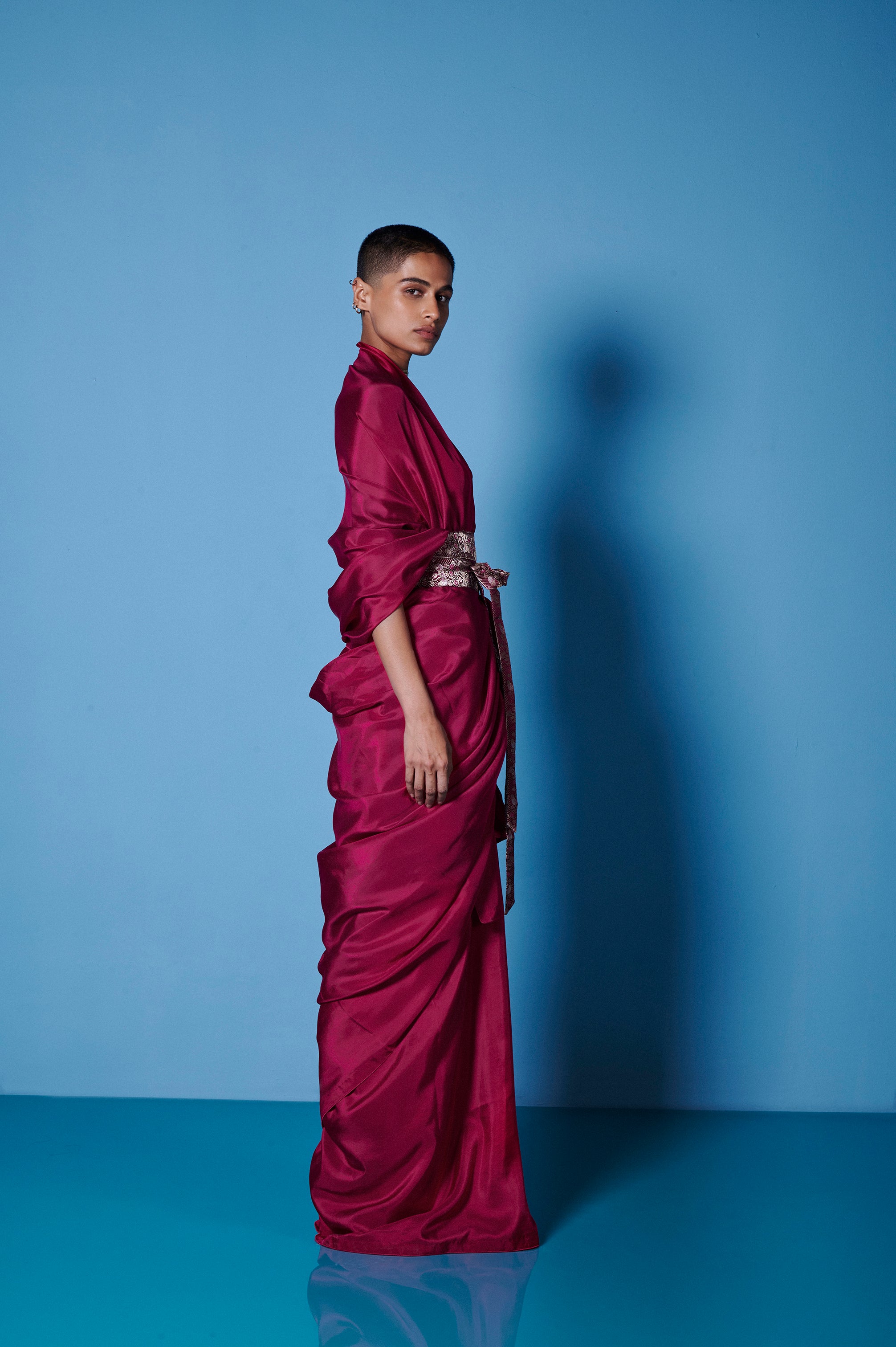 Handwoven Sangria Red Silk Sari