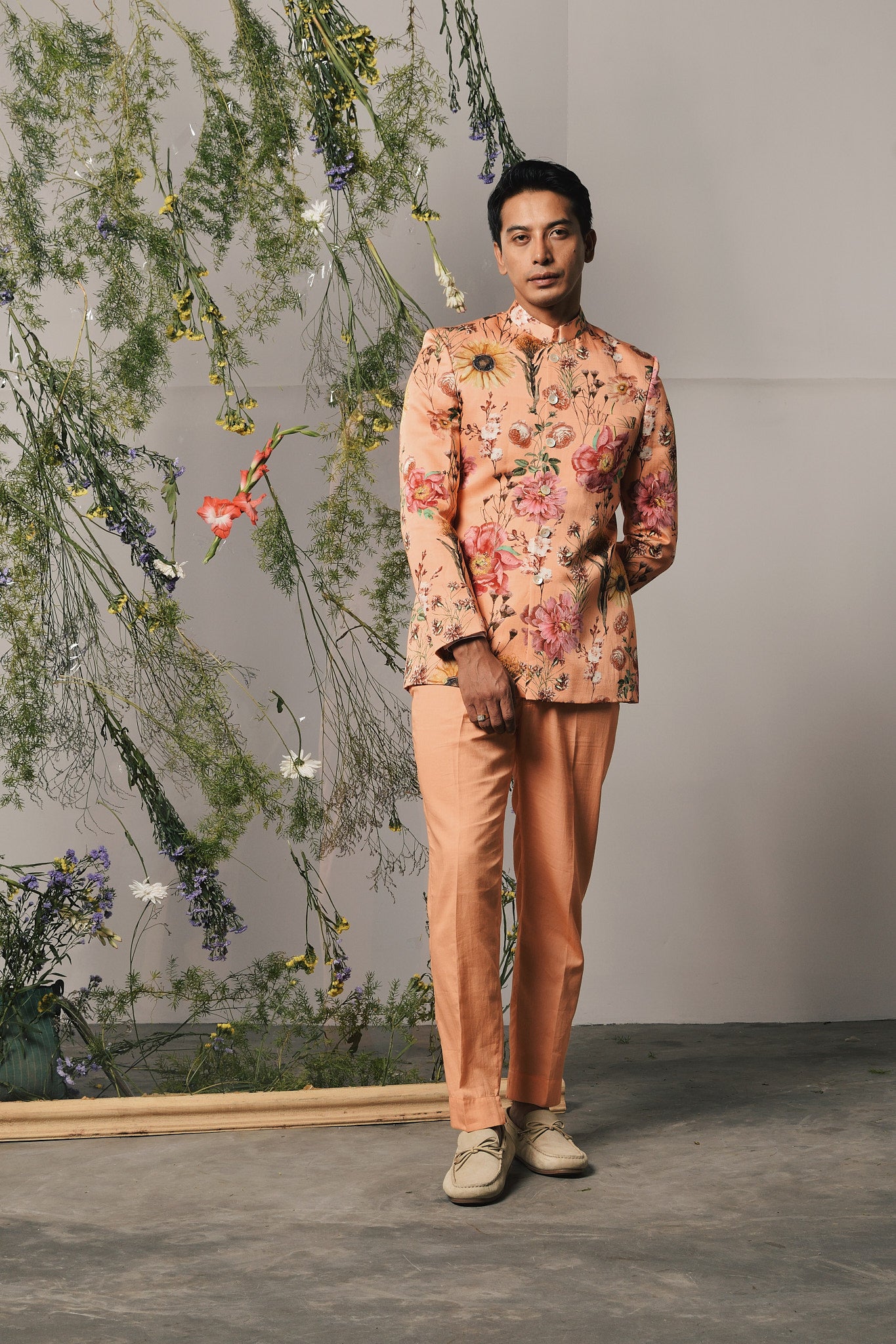 Peach Roma Bandhgala