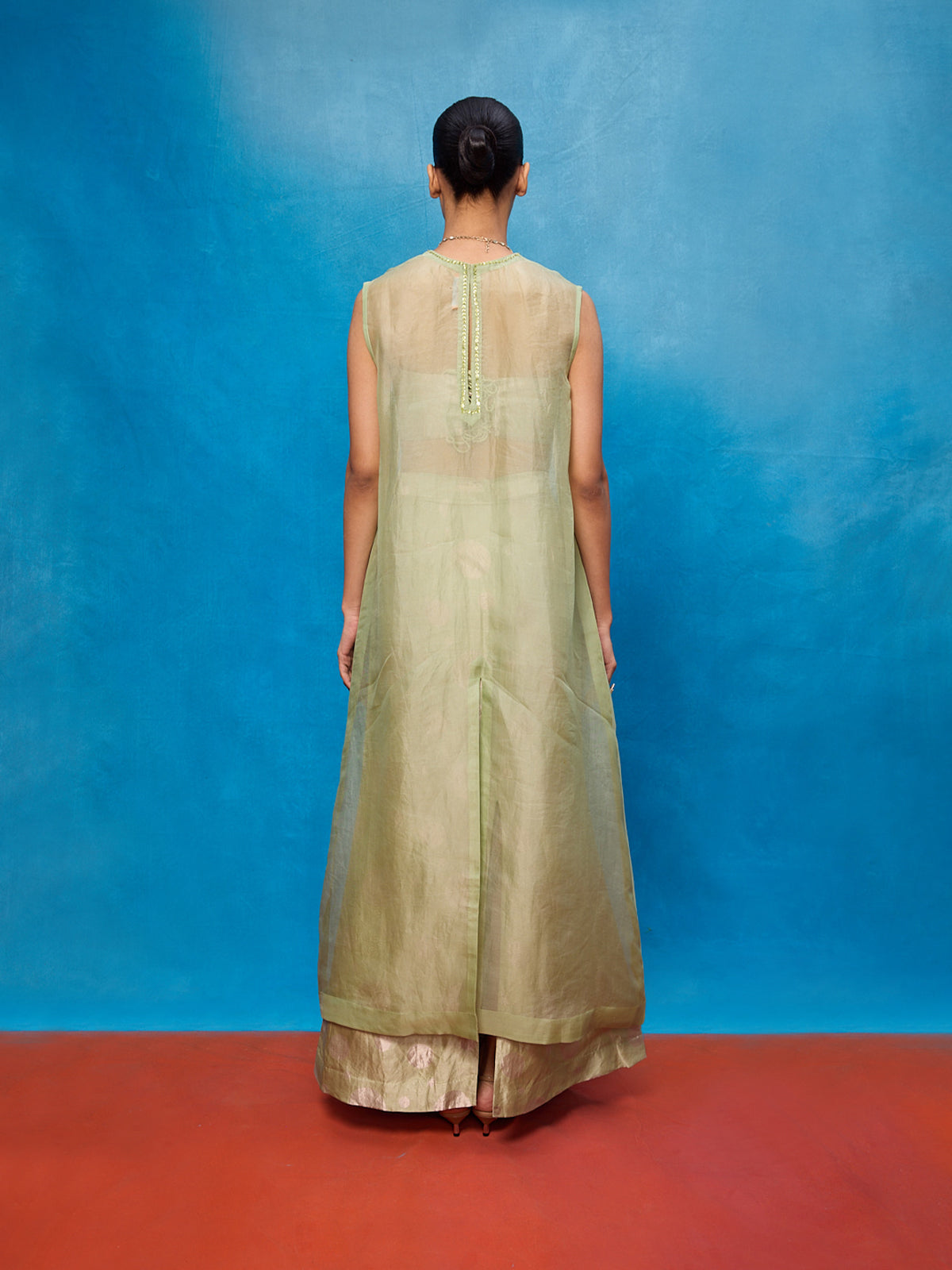 Handwoven Pistachio Green Silk Banarasi Suit Set