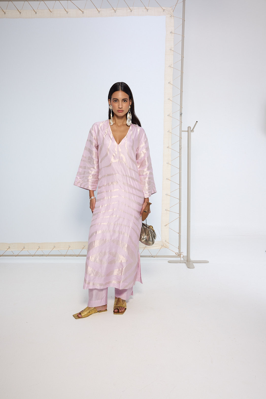 Handwoven Lavender Silk Kurta Set