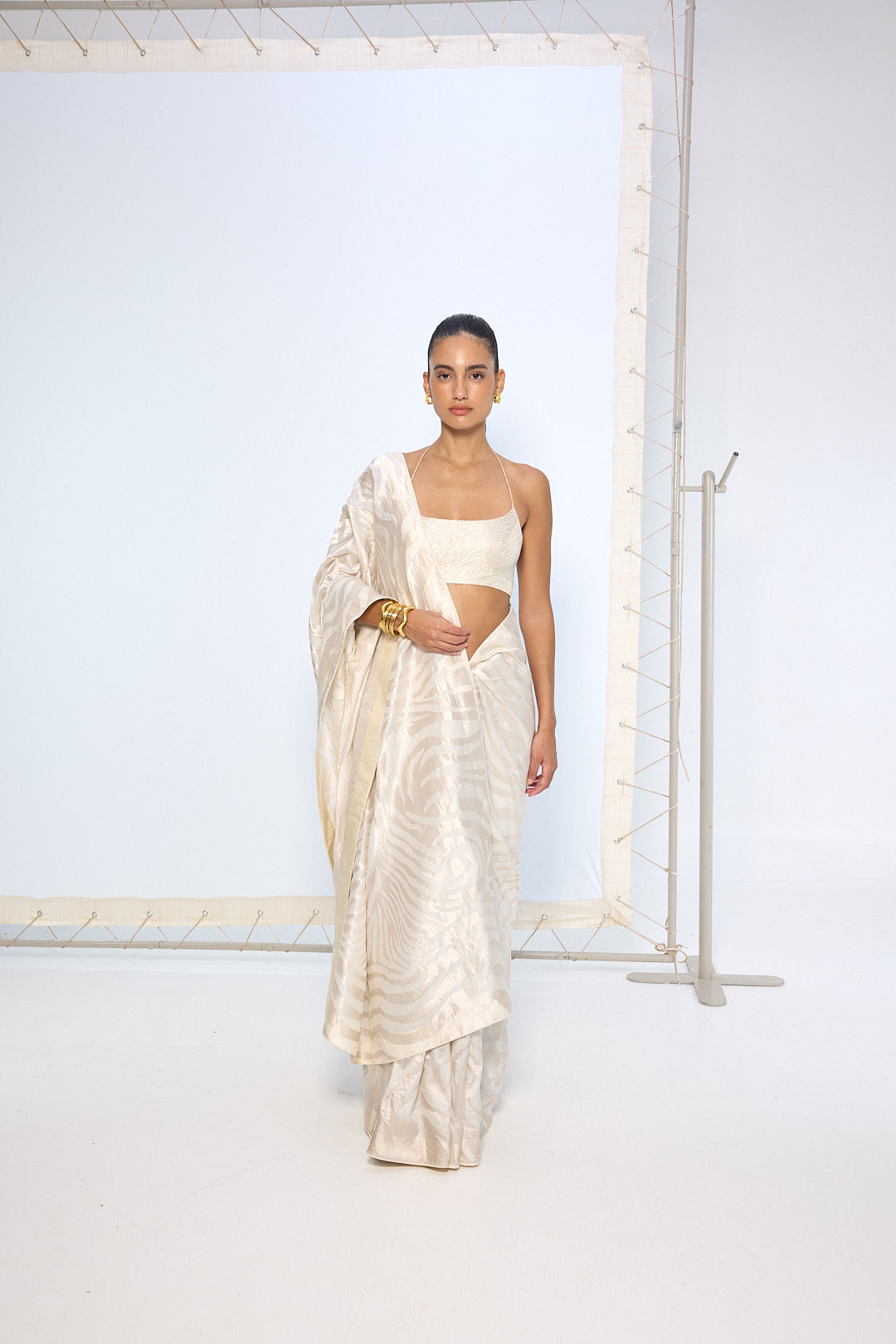 Handwoven Ivory Silk Saree