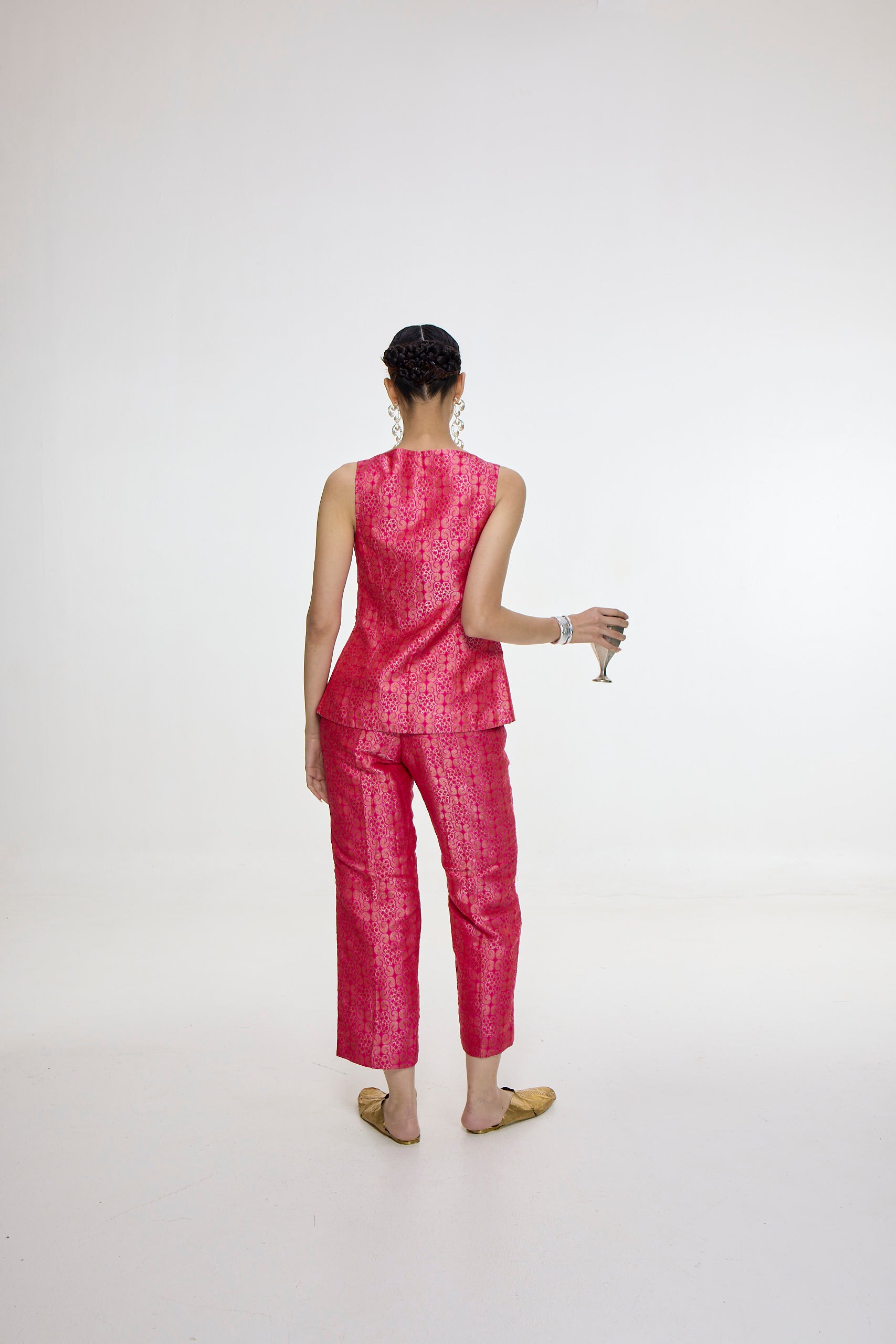 Handwoven Fuchsia Waistcoat Set