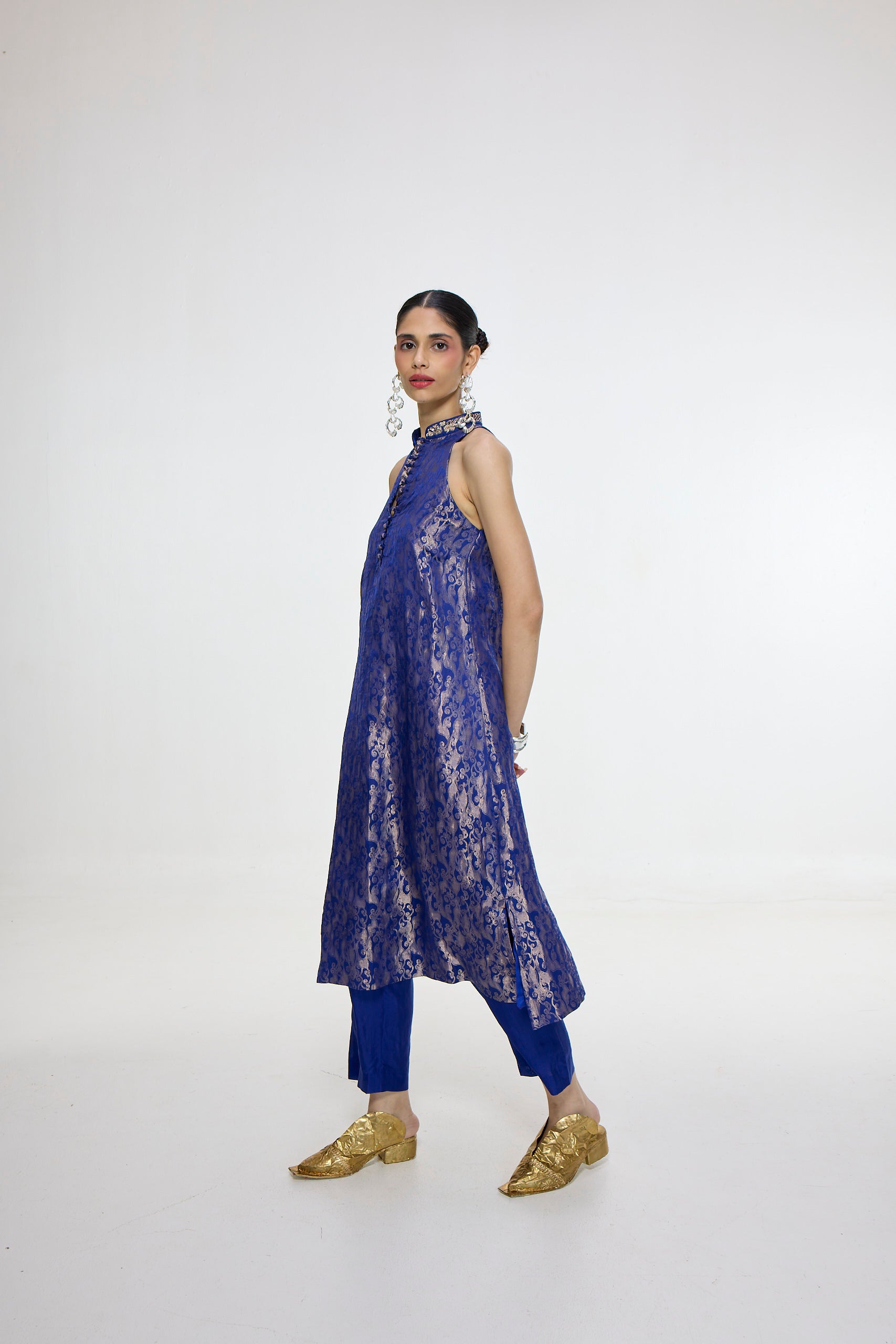 Handwoven Royal Blue Kurta Set