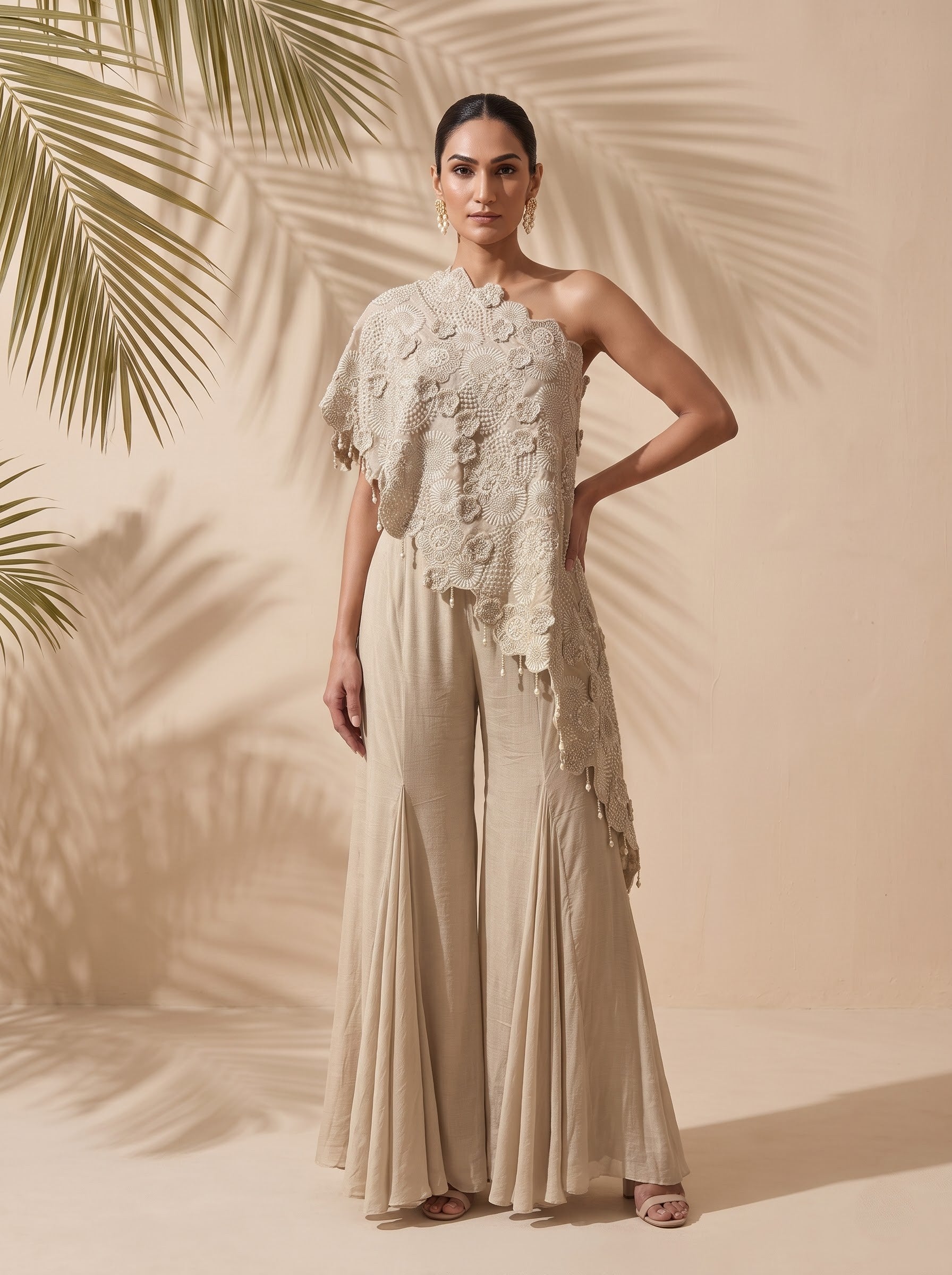 Solane - One Shoulder Cape Top With Sequins