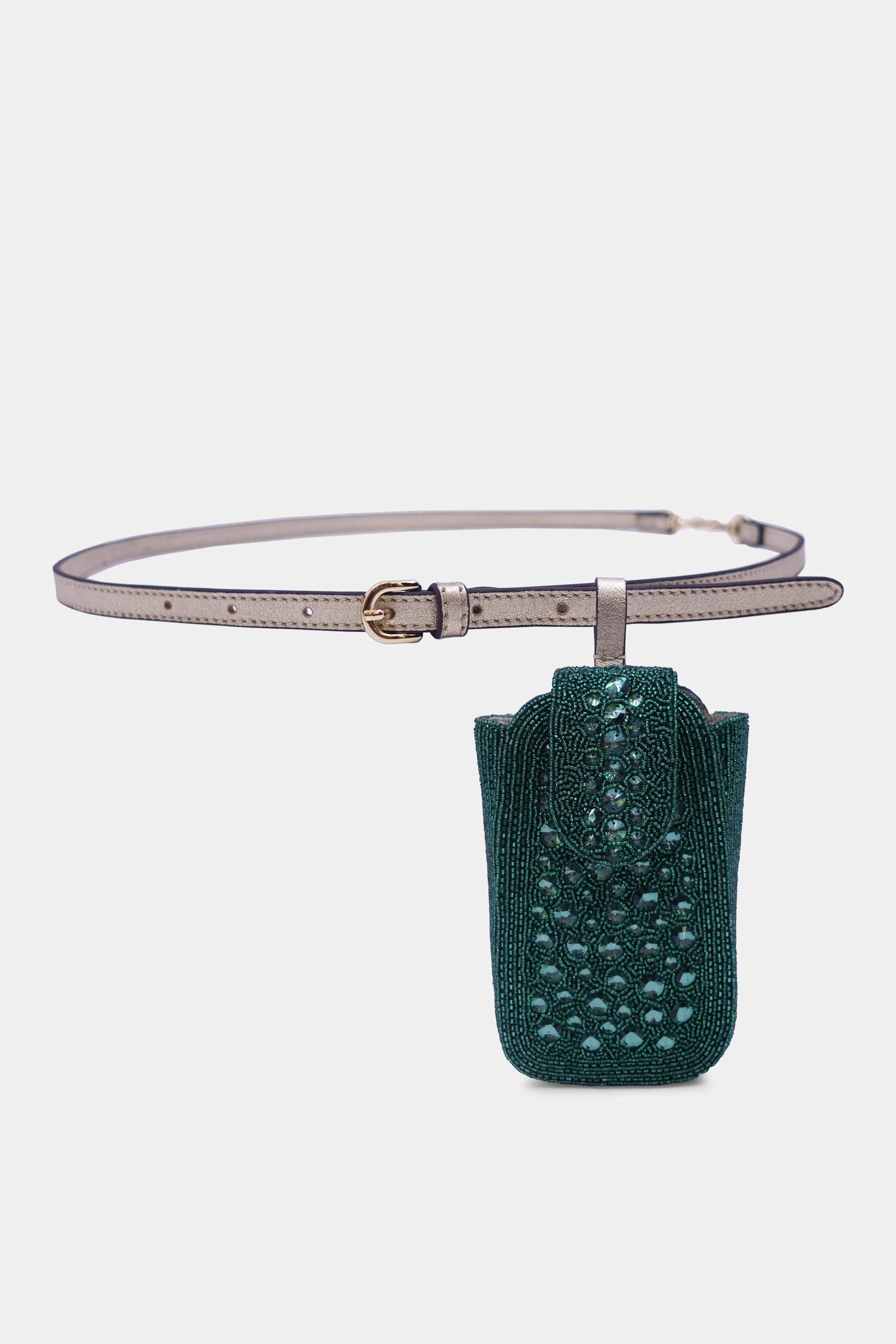 Green Crystal Embellished Clutch