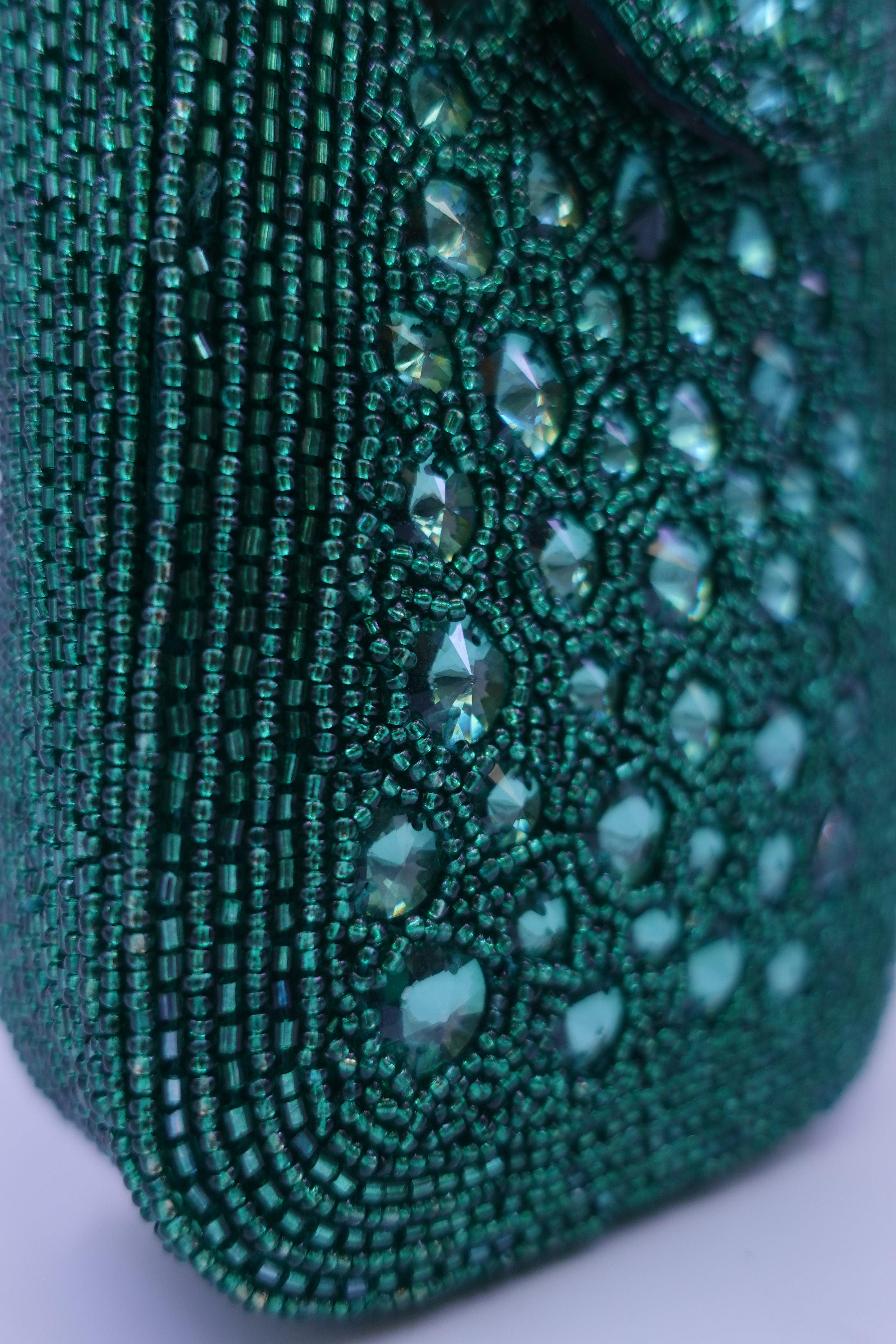 Green Crystal Embellished Clutch