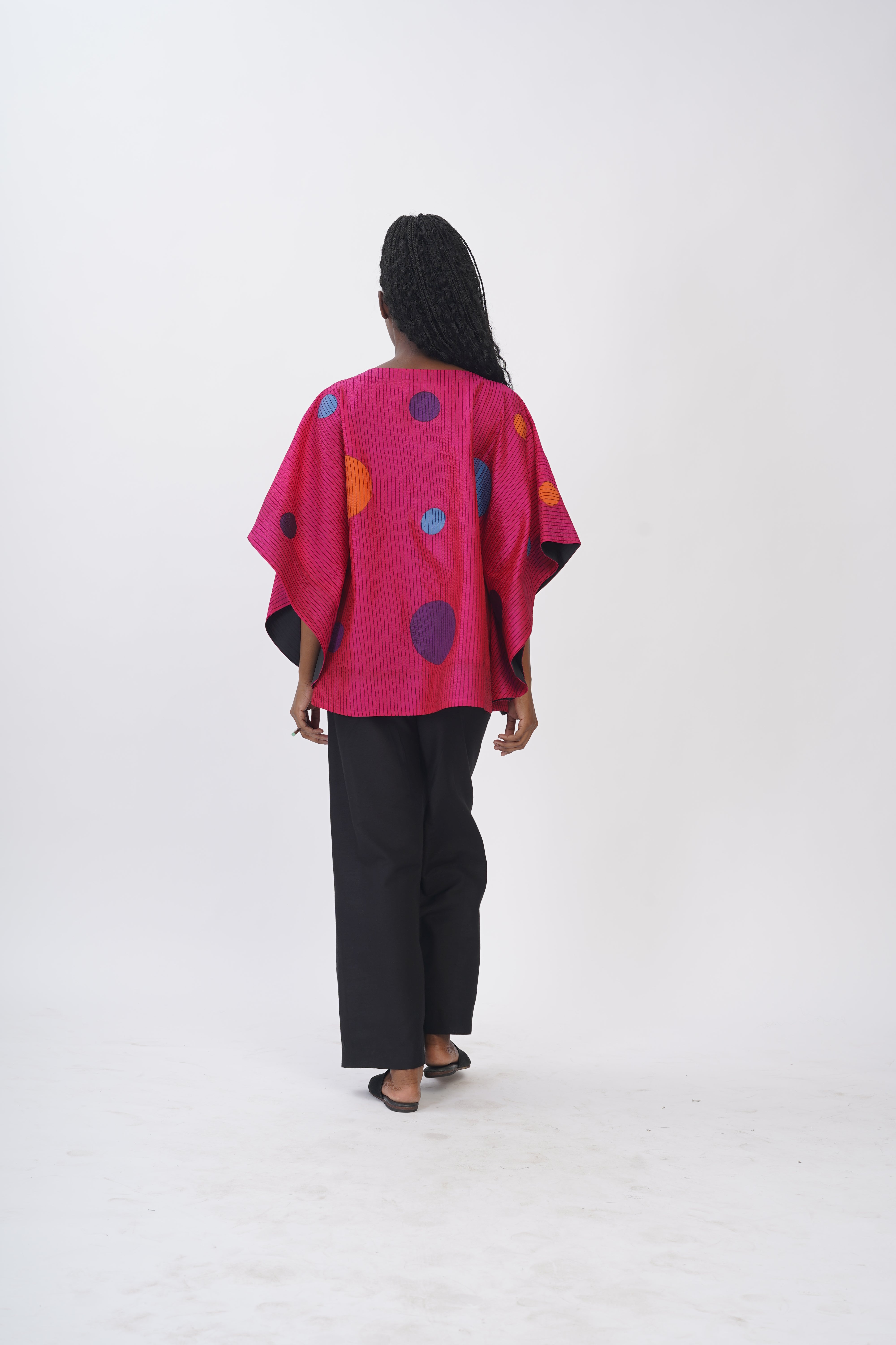 Pure Silk Embroidered Polka Top