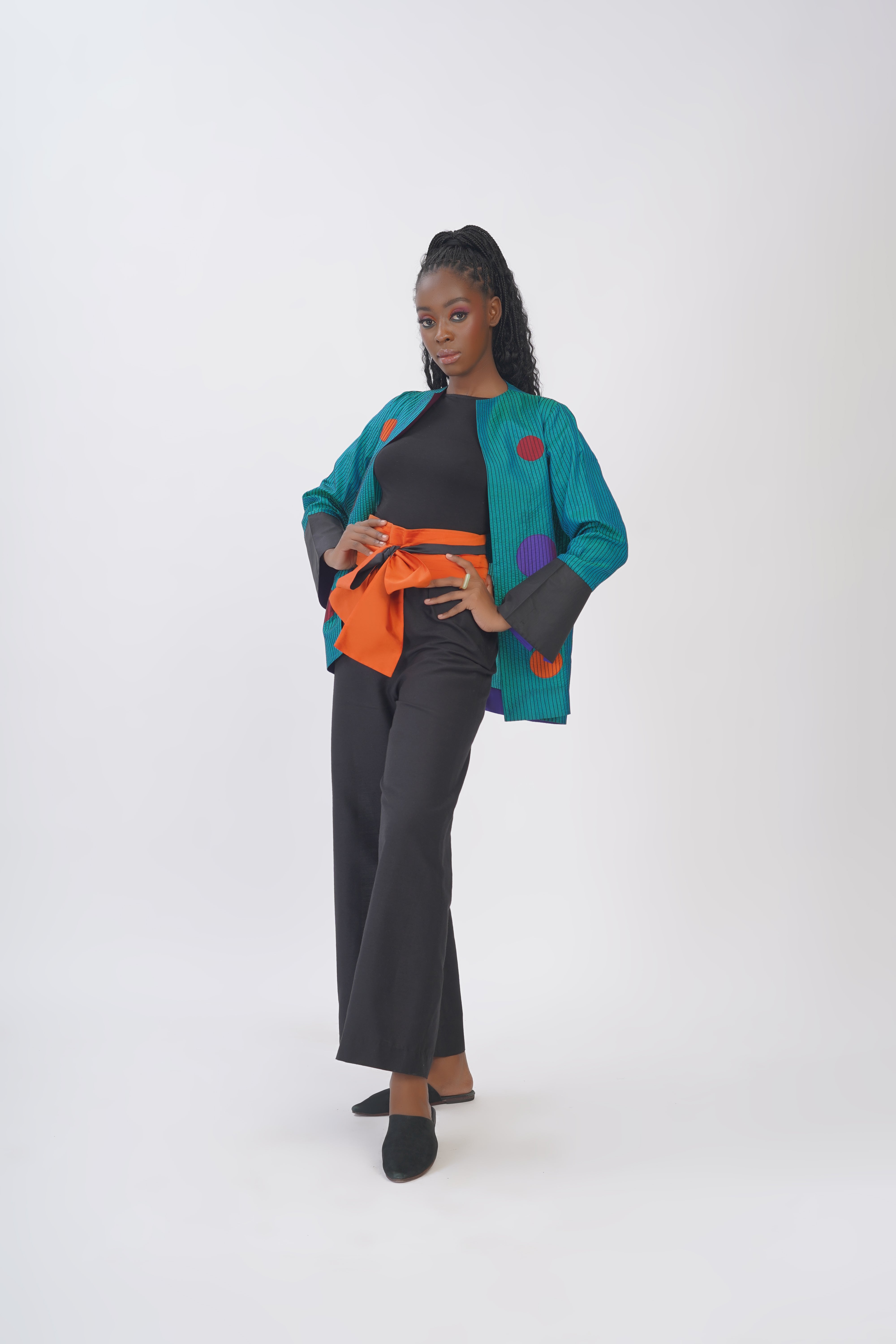 Pure Silk Embroidered Polka Jacket