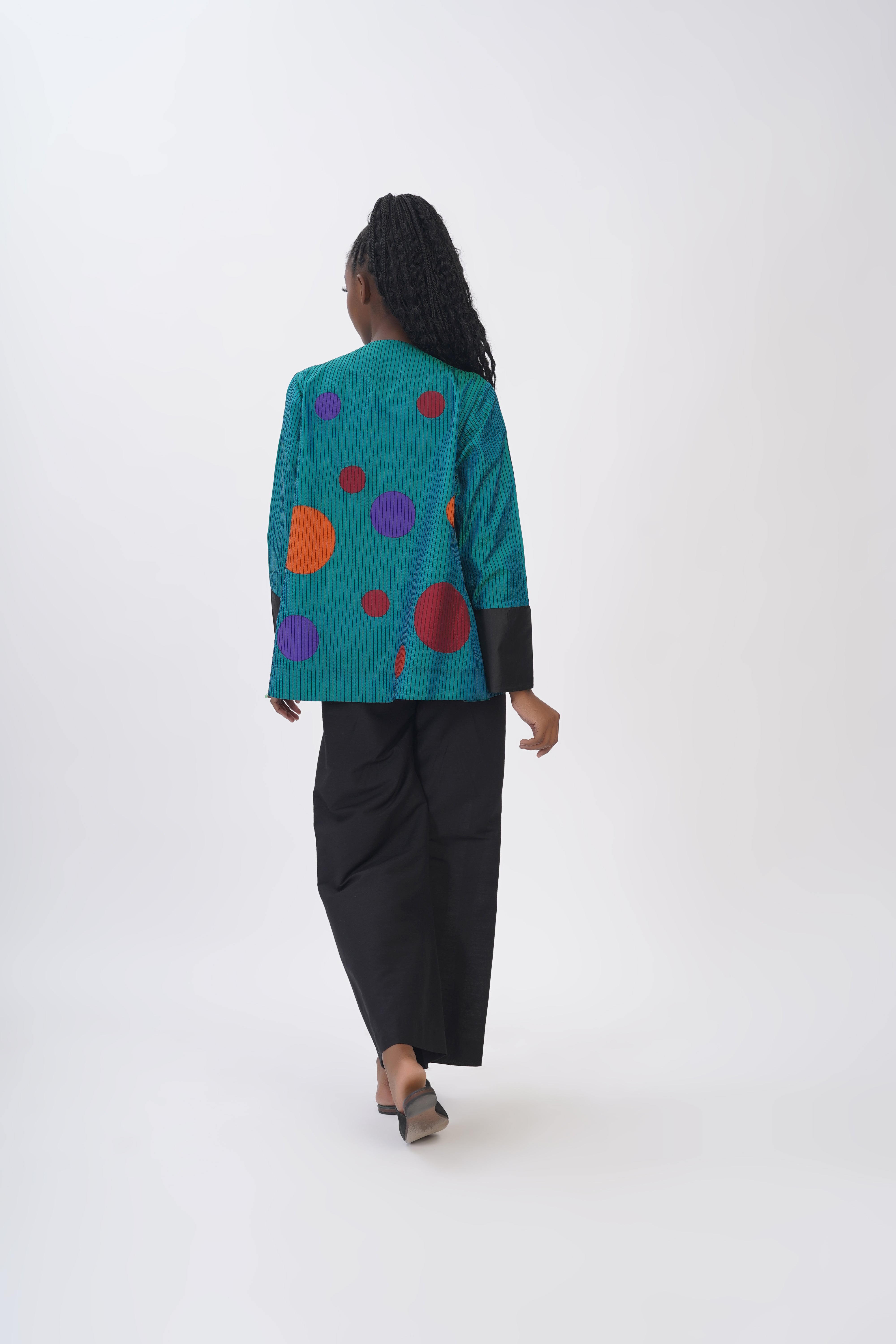 Pure Silk Embroidered Polka Jacket