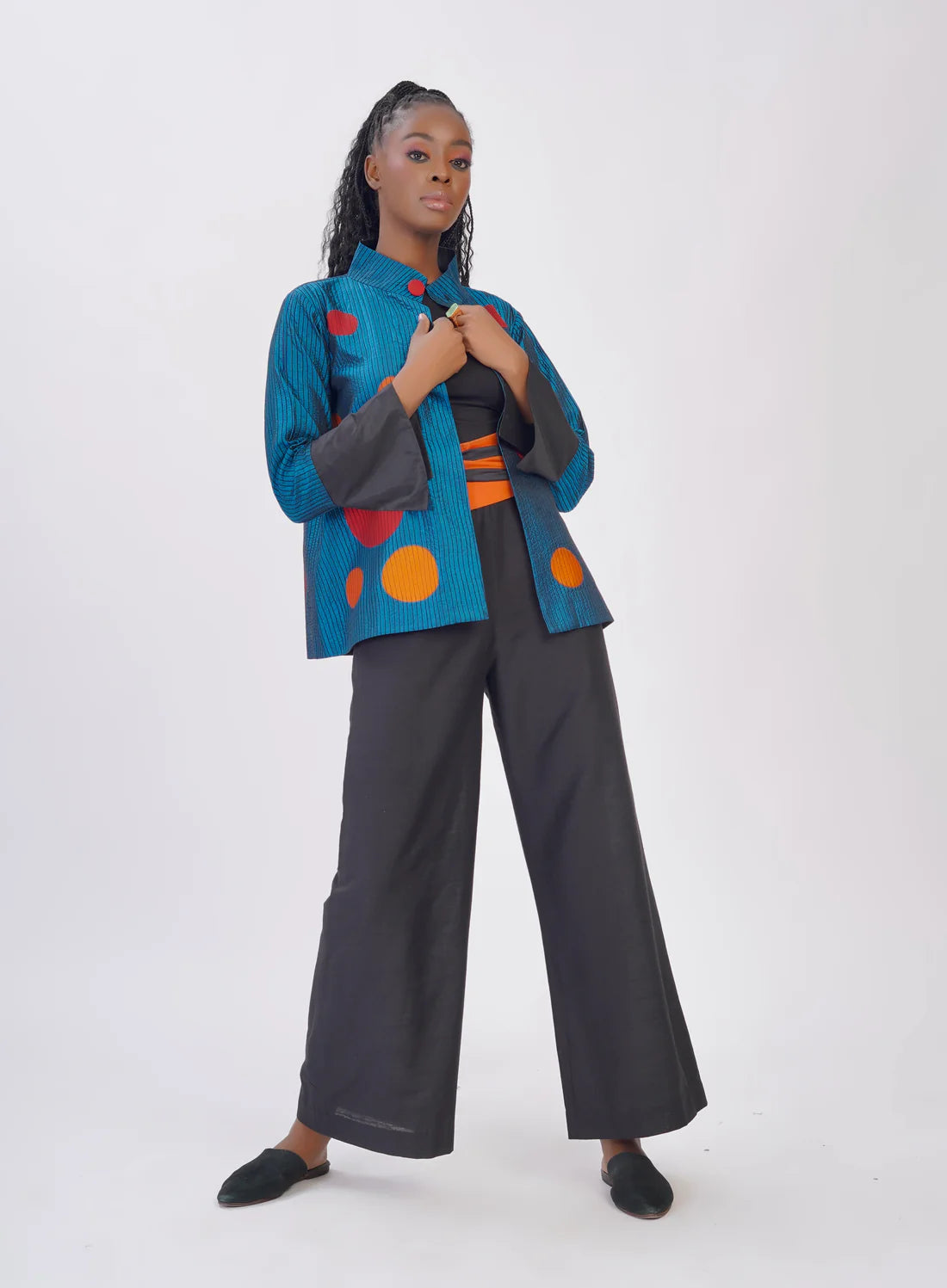 Pure Silk Embroidered Polka Jacket