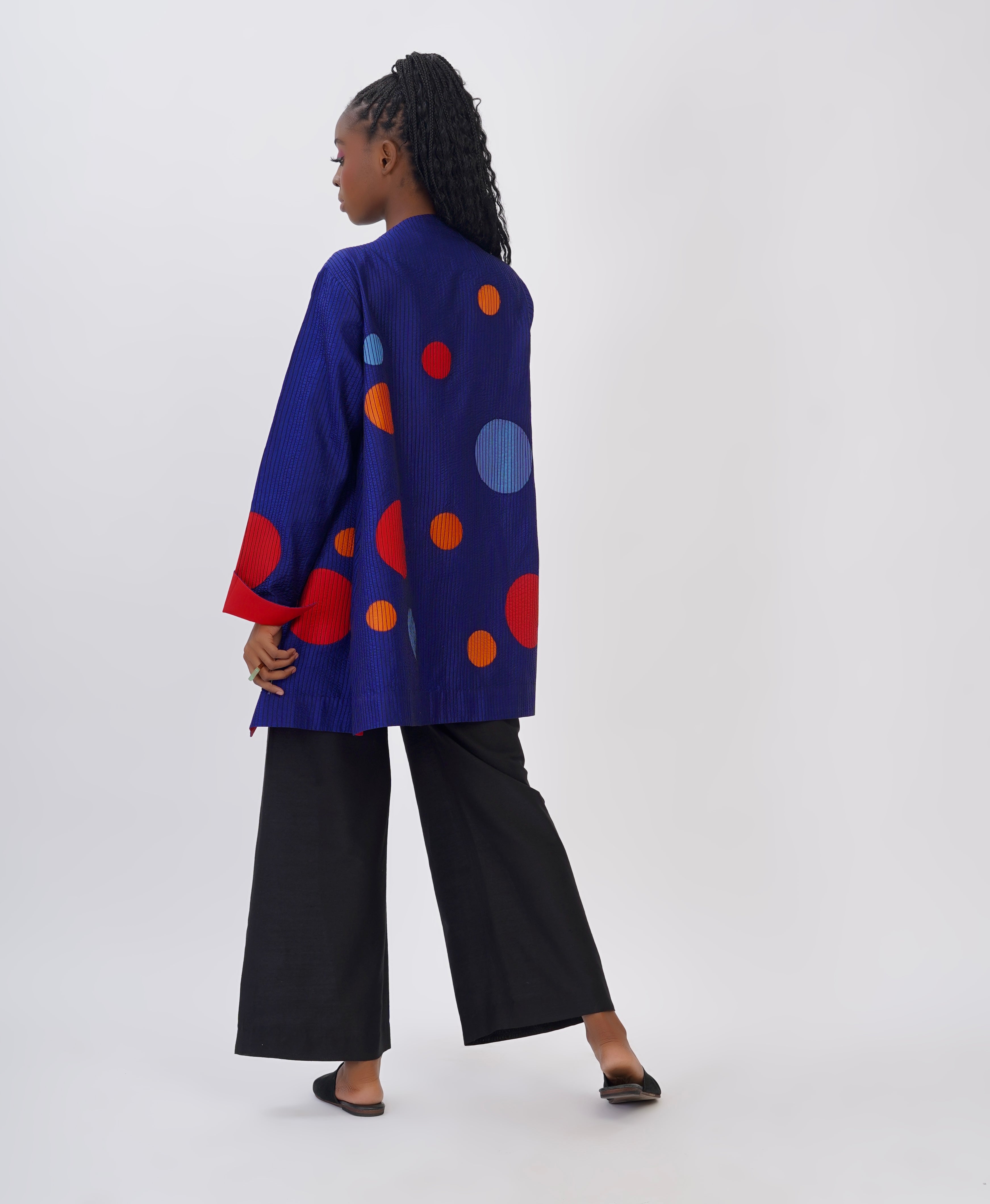 Pure Silk Embroidered Polka Jacket