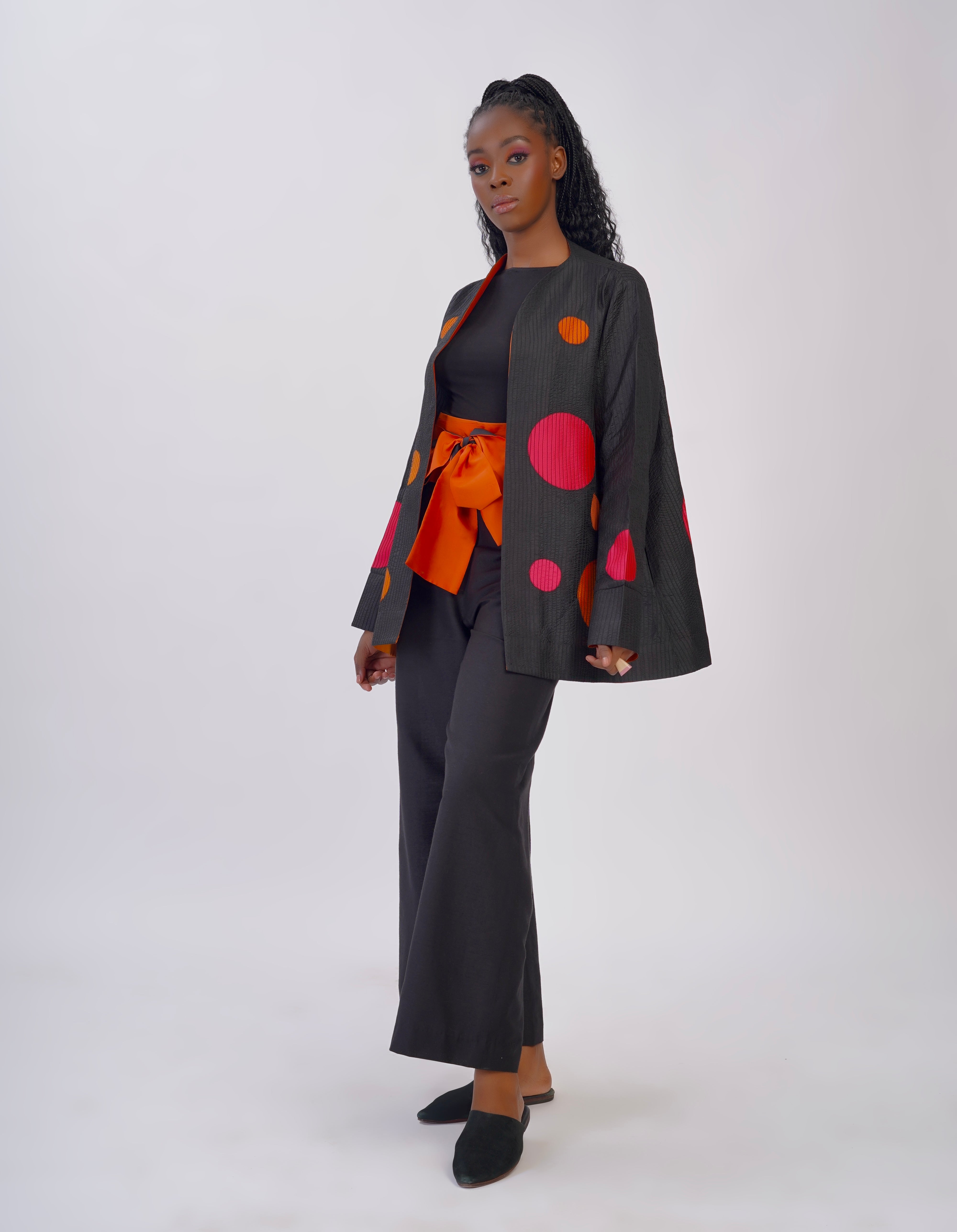 Pure Silk Embroidered Polka Jacket