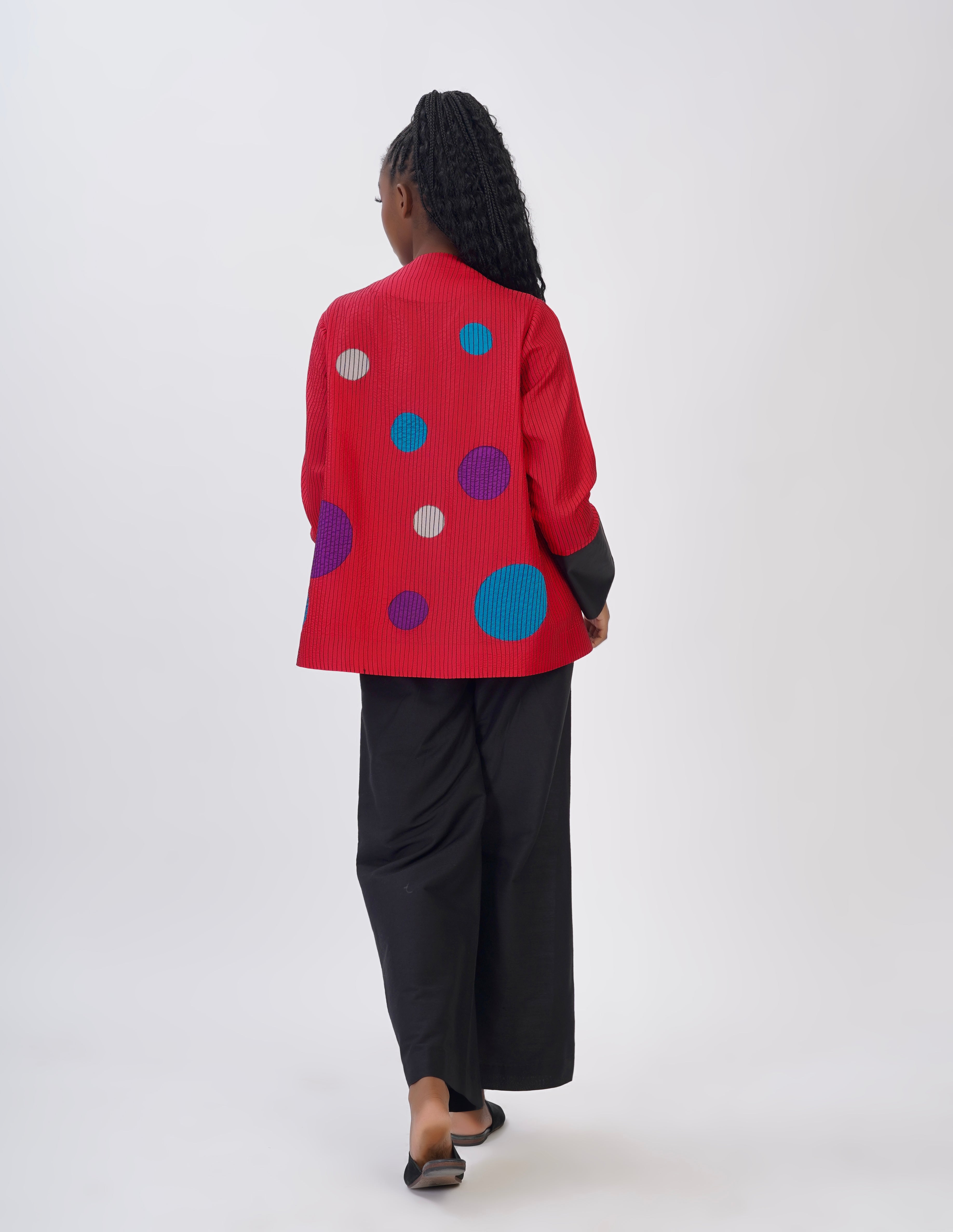 Pure Silk Embroidered Polka Jacket