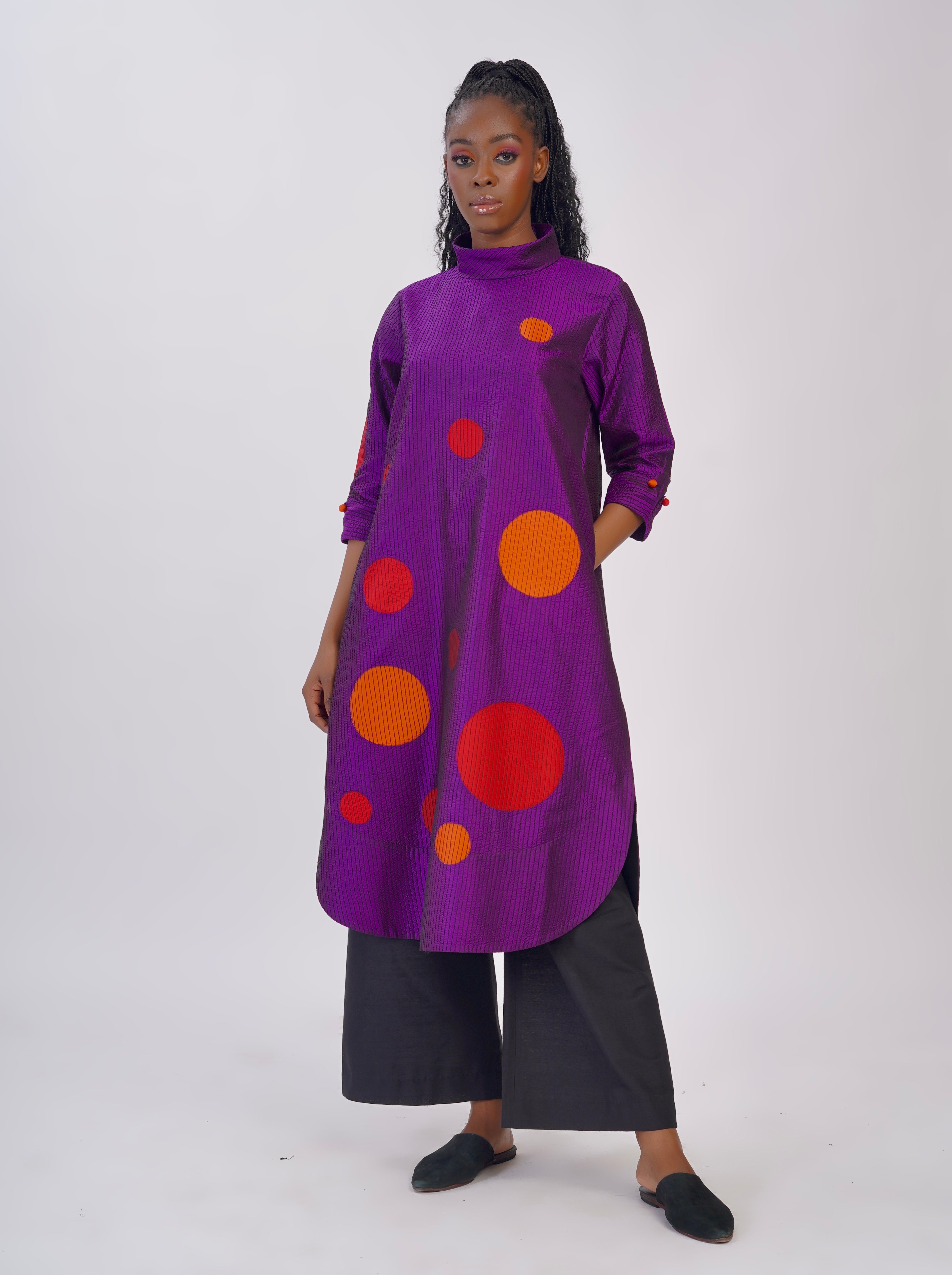 Pure Silk Embroidered Polka Tunic