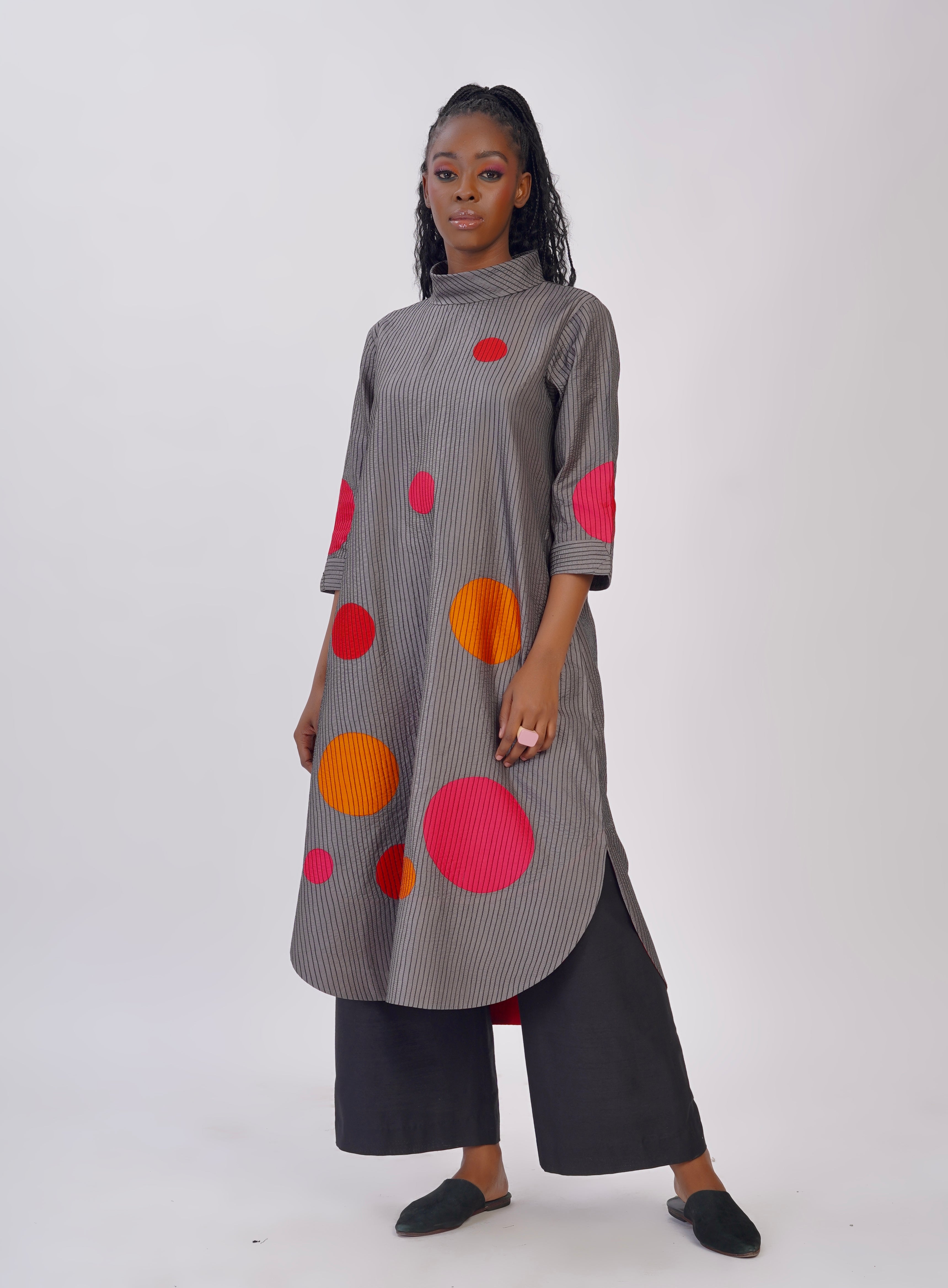 Pure Silk Embroidered Polka Tunic