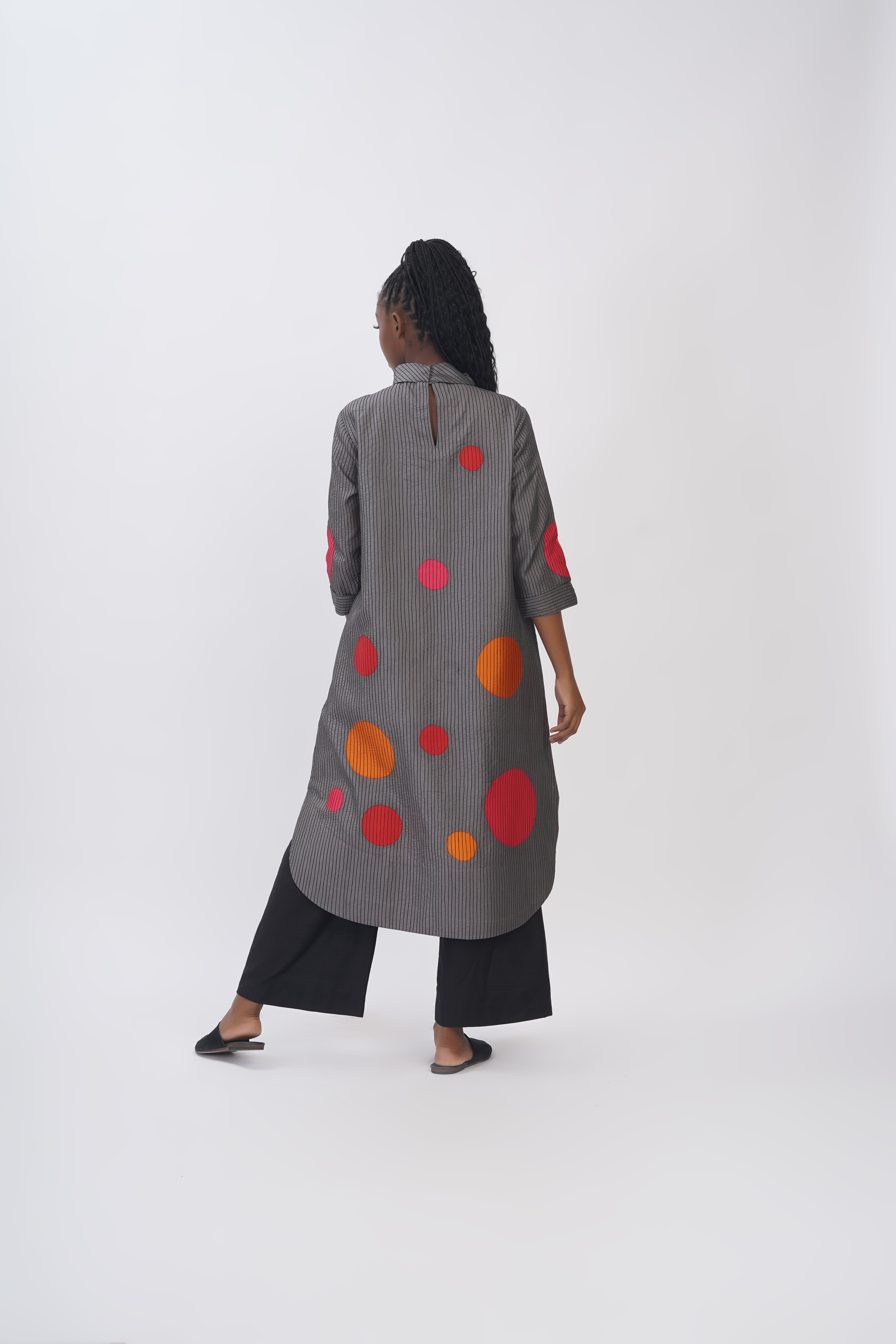 Pure Silk Embroidered Polka Tunic