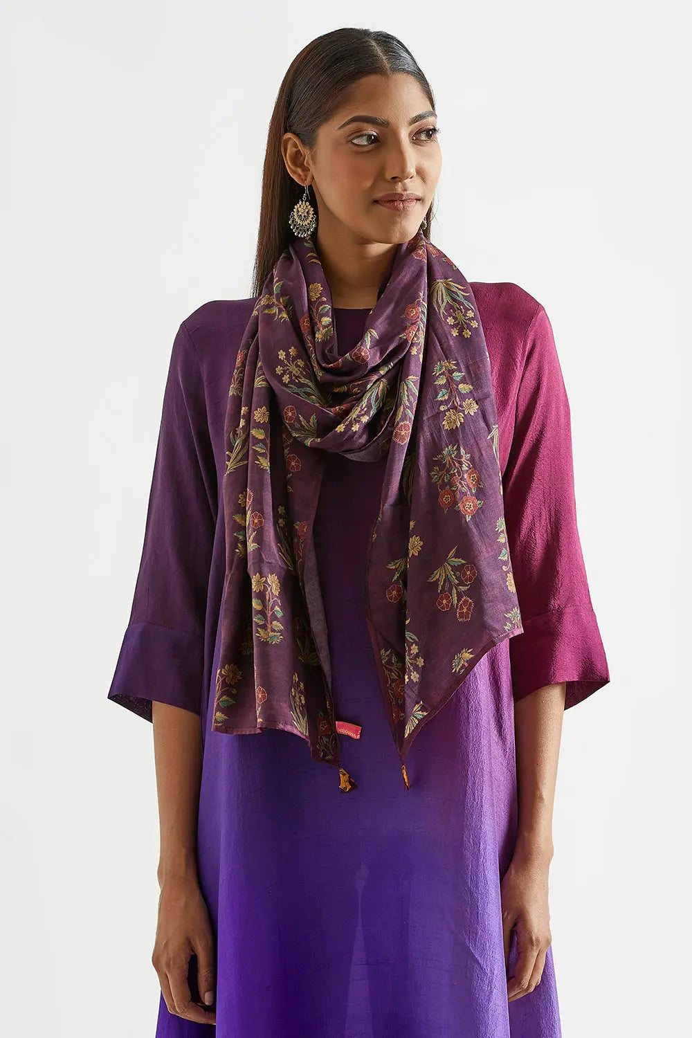 Assyemtrical Ombre Kurta with Stole (2pc)