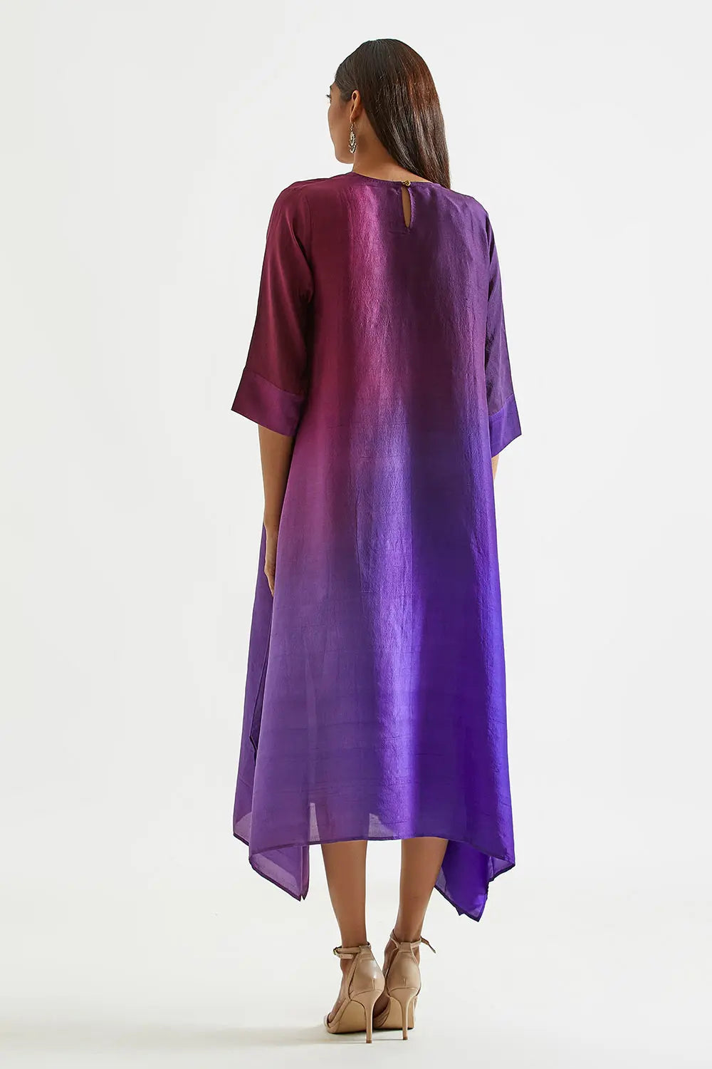 Assyemtrical Ombre Kurta with Stole (2pc)