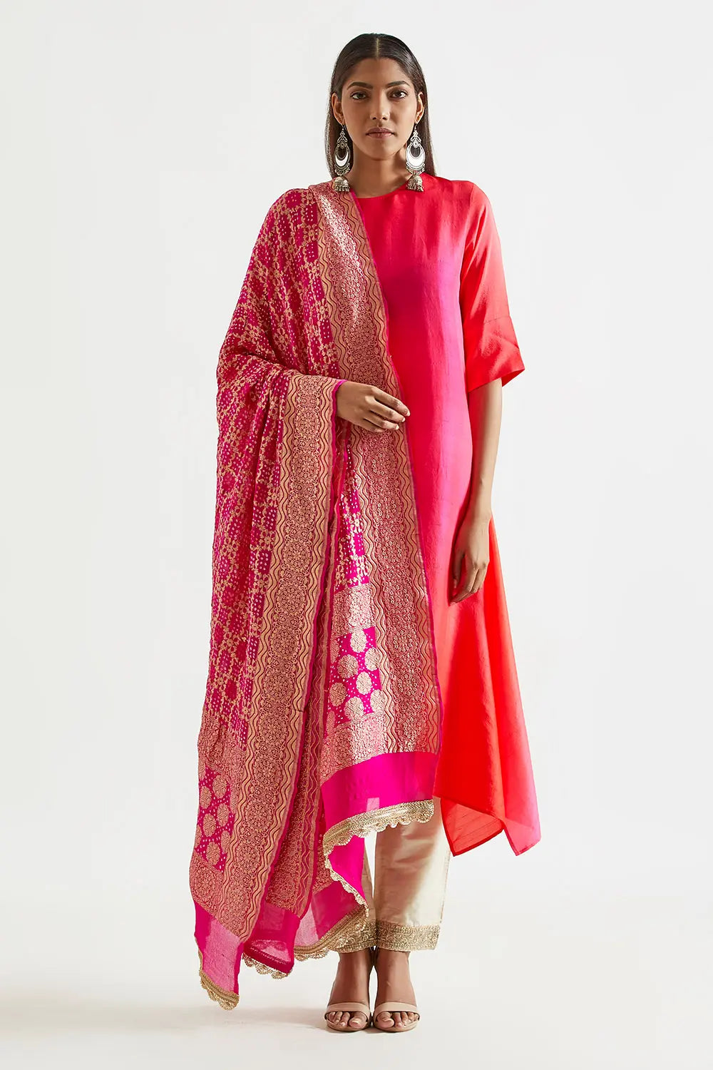 Ombre Kurta with Zari Banarasi Bandhej Dupatta (2pc)
