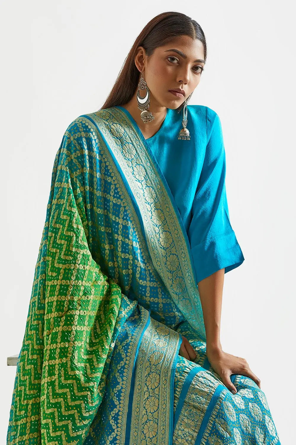 Ombre Kurta with Zari Banarasi Bandhej Dupatta (2pc)