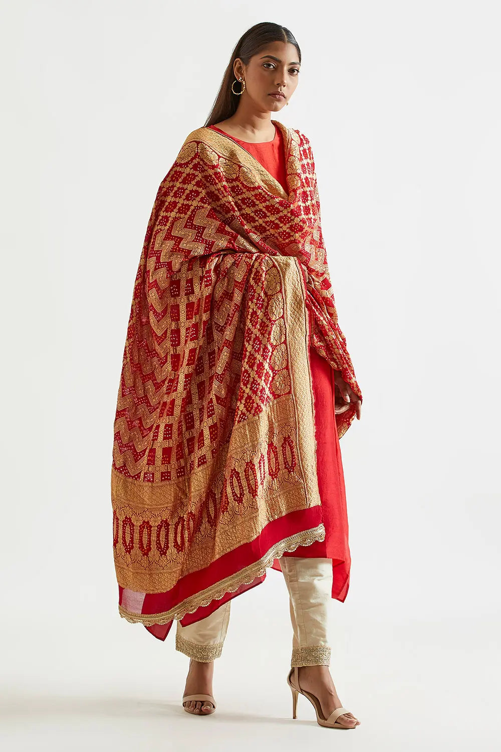 Ombre Kurta with Zari Banarasi Bandhej Dupatta (2pc)