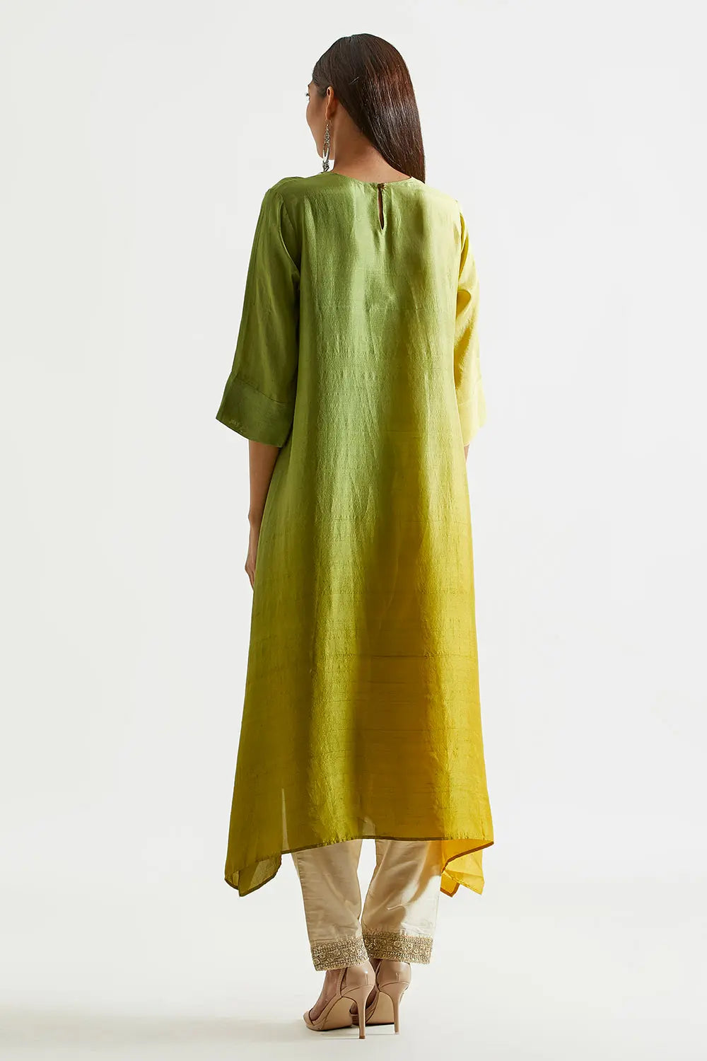 Assyemtrical Ombre Kurta with Stole (2pc)