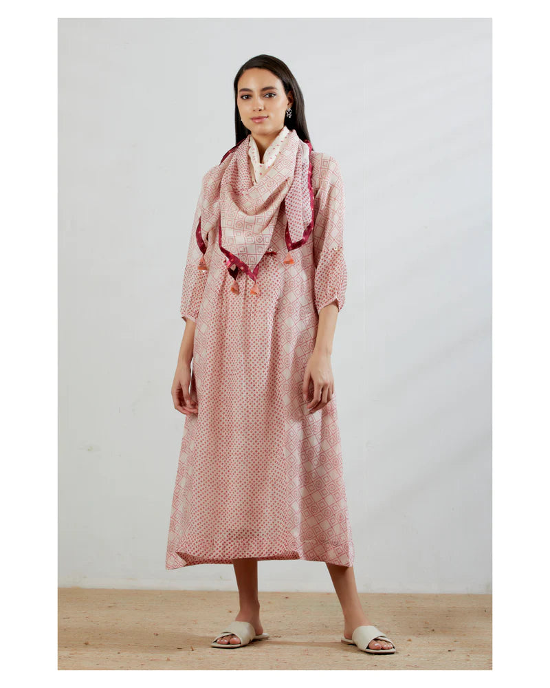 Rose Ivory Bandhani Mix And Match Printed Square Stole