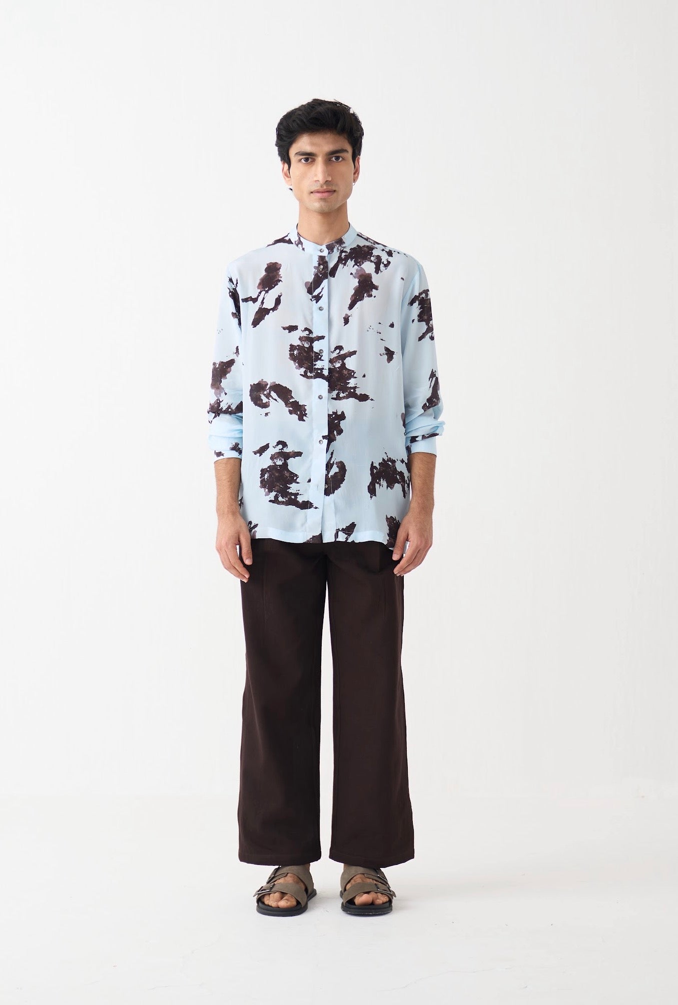 Band Collar Printed Shirt Co-ord