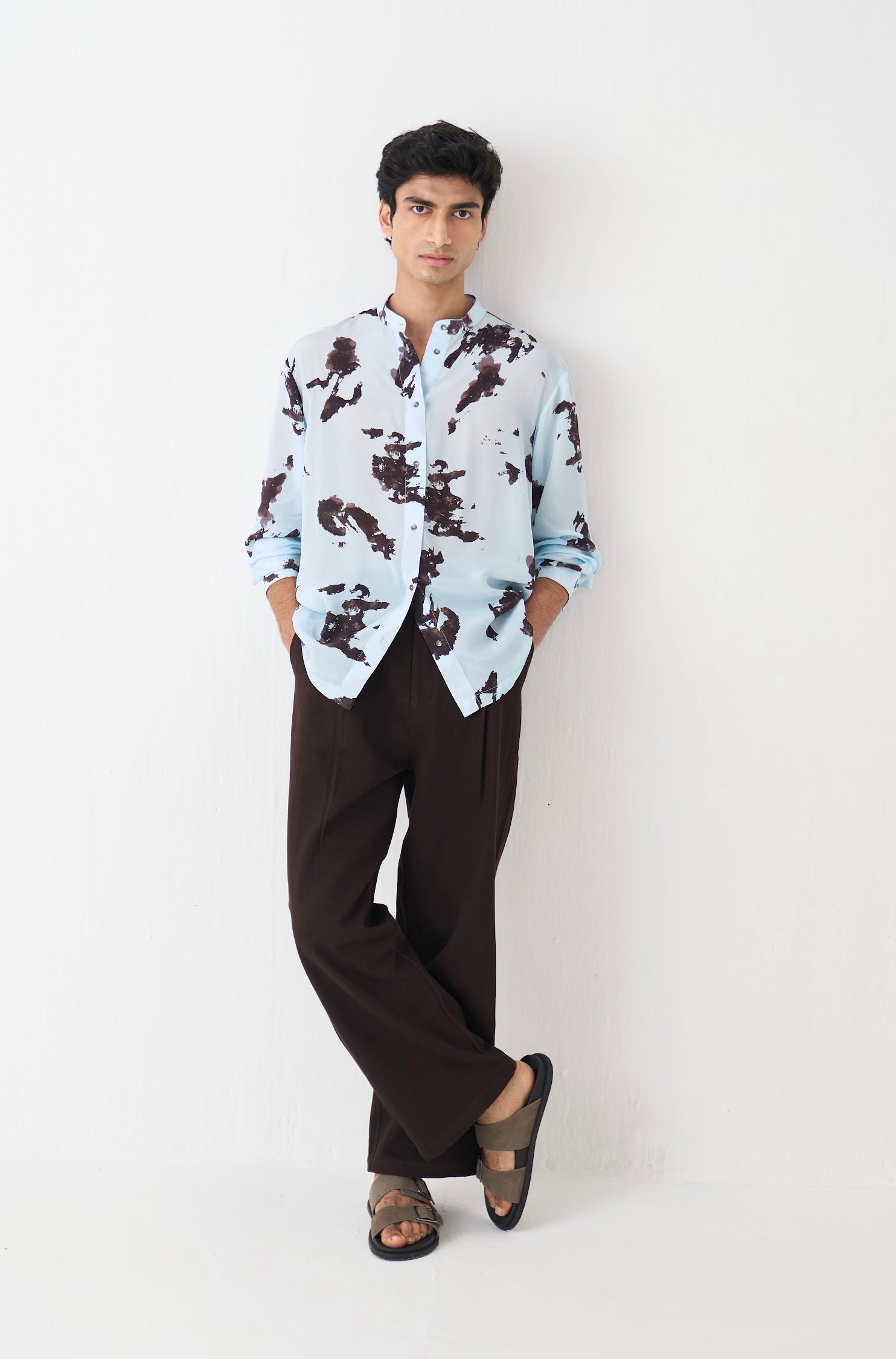 Band Collar Printed Shirt Co-ord