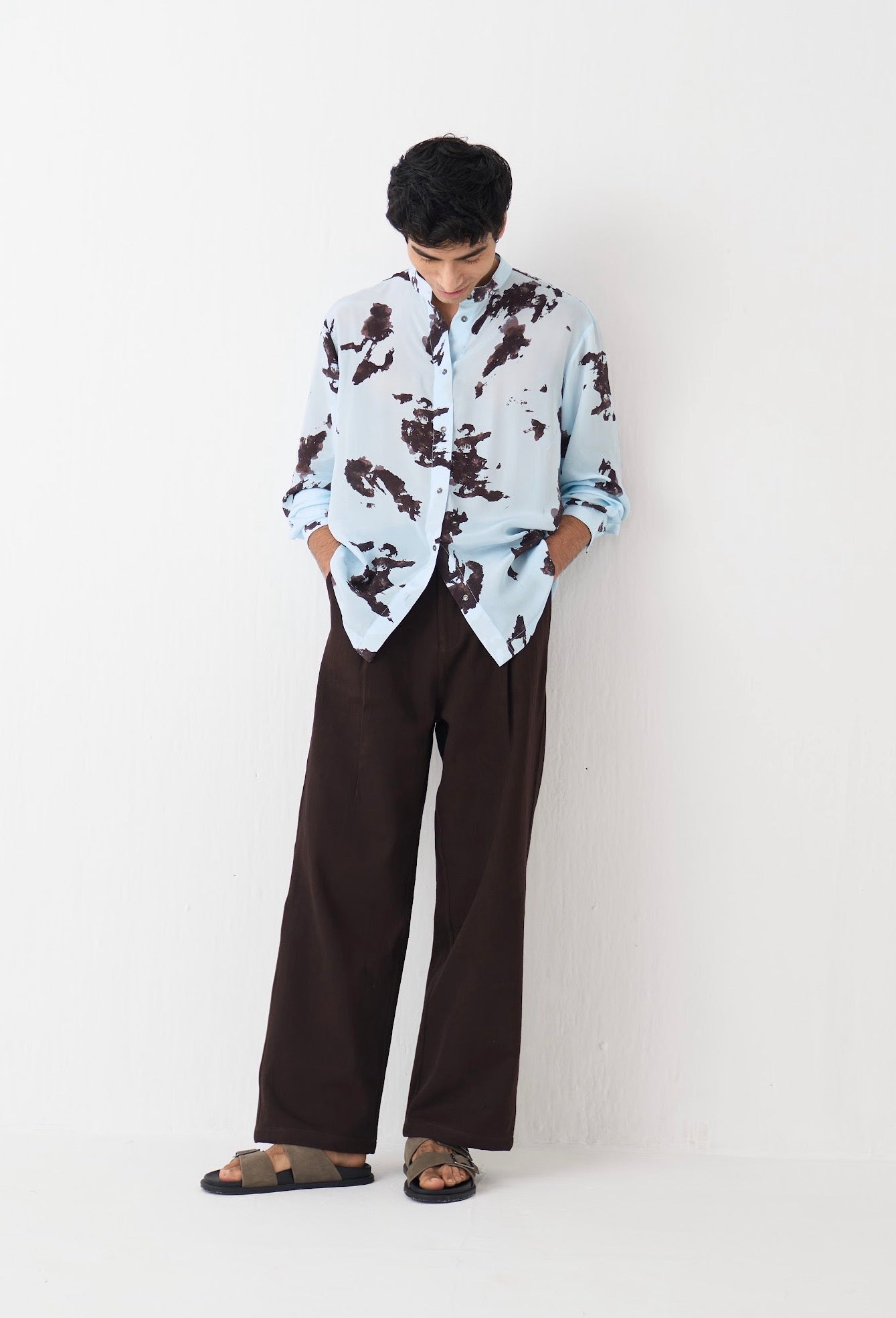 Band Collar Printed Shirt Co-ord