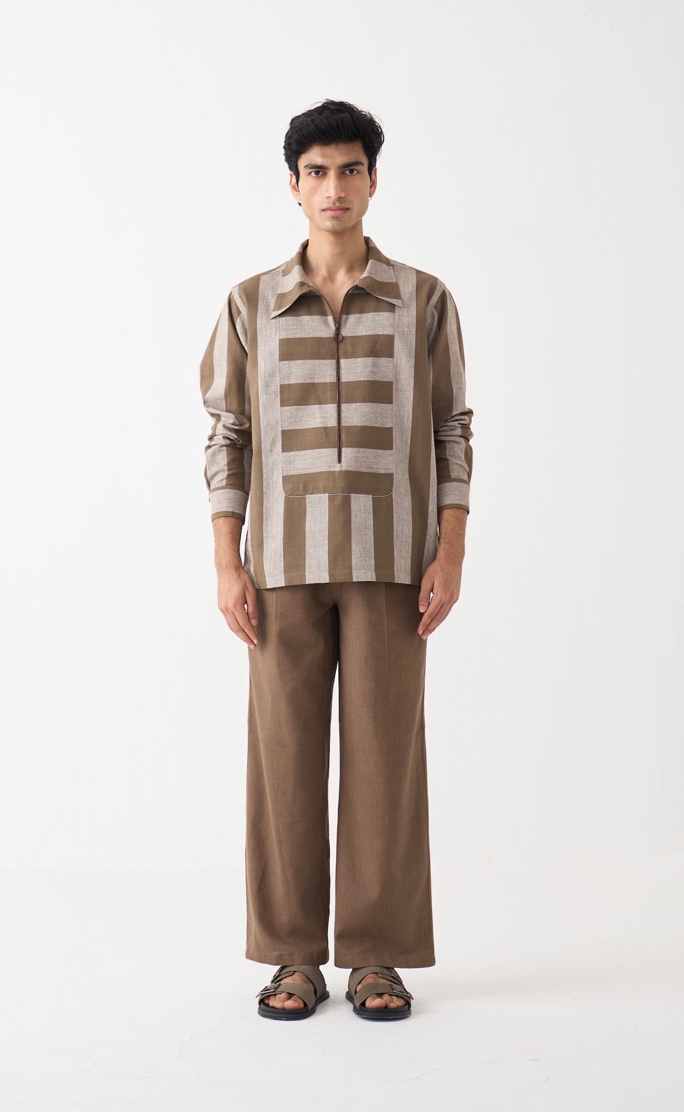 Yoke Zipper Shirt Co-ord