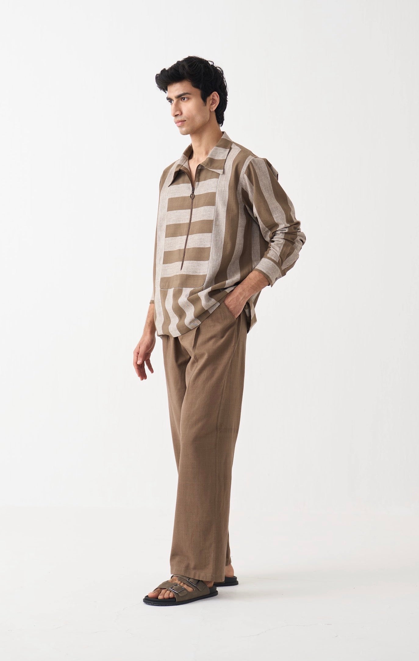 Yoke Zipper Shirt Co-ord