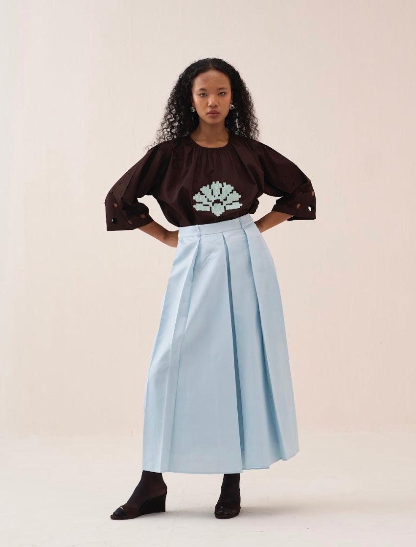 Gathered Emb. Top Co-ord