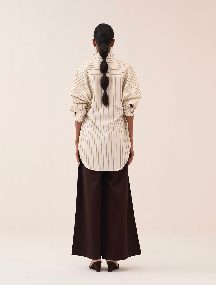 Side Drawstring Stripe Shirt