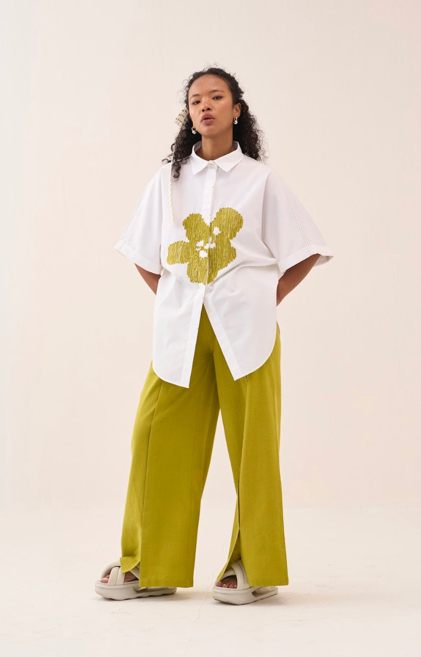 U-hem Floral Emb. Shirt Co-ord (set Of 2)