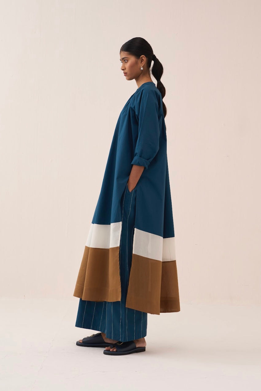 Panel Gather Neck Shirt Co-ord (set Of 2)