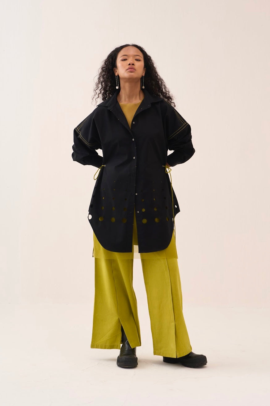 Cutout Drawstring Shirt Co-ord